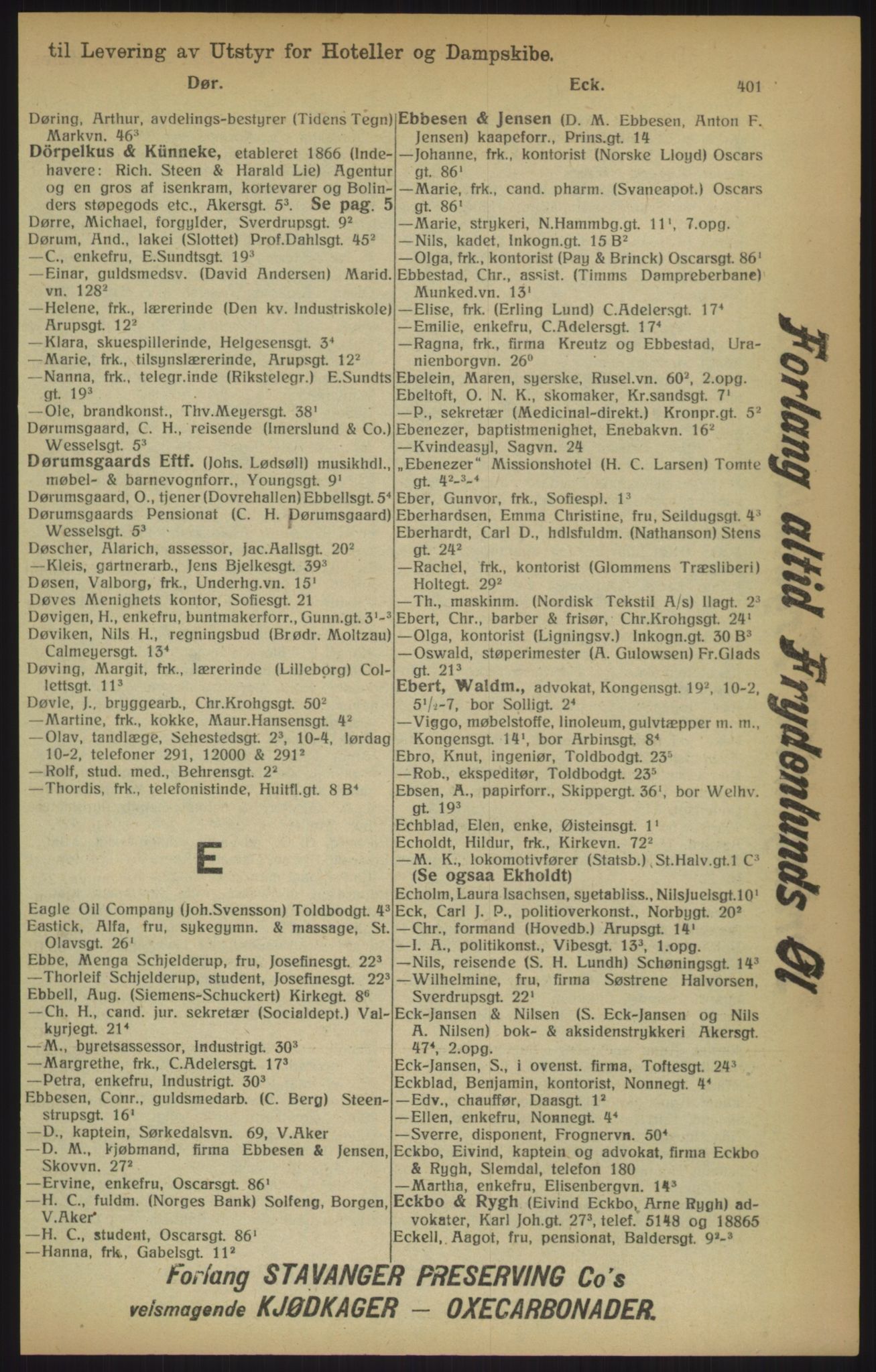Kristiania/Oslo adressebok, PUBL/-, 1915, p. 401