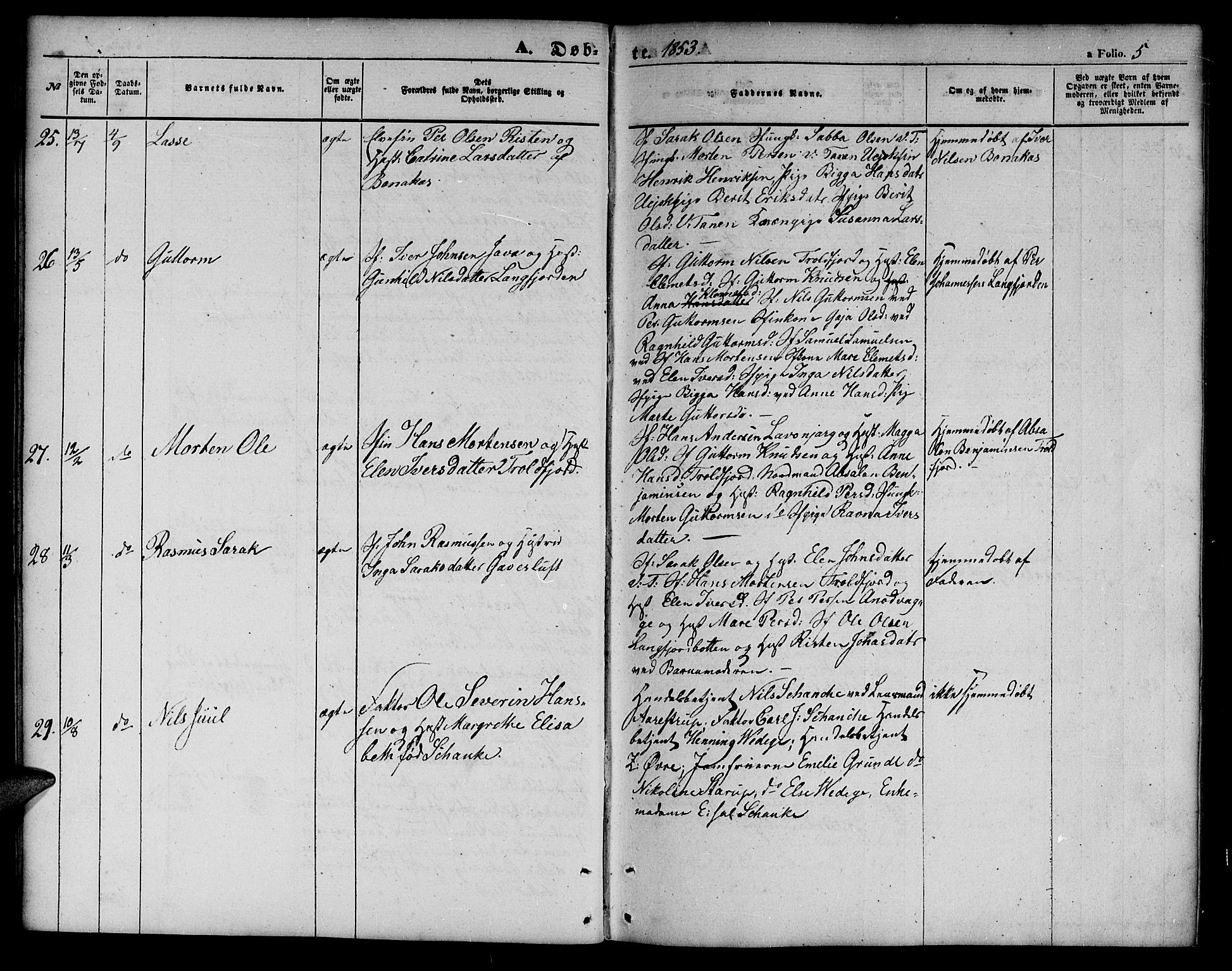 Tana sokneprestkontor, SATØ/S-1334/H/Hb/L0001klokker: Parish register (copy) no. 1 /1, 1853-1867, p. 5