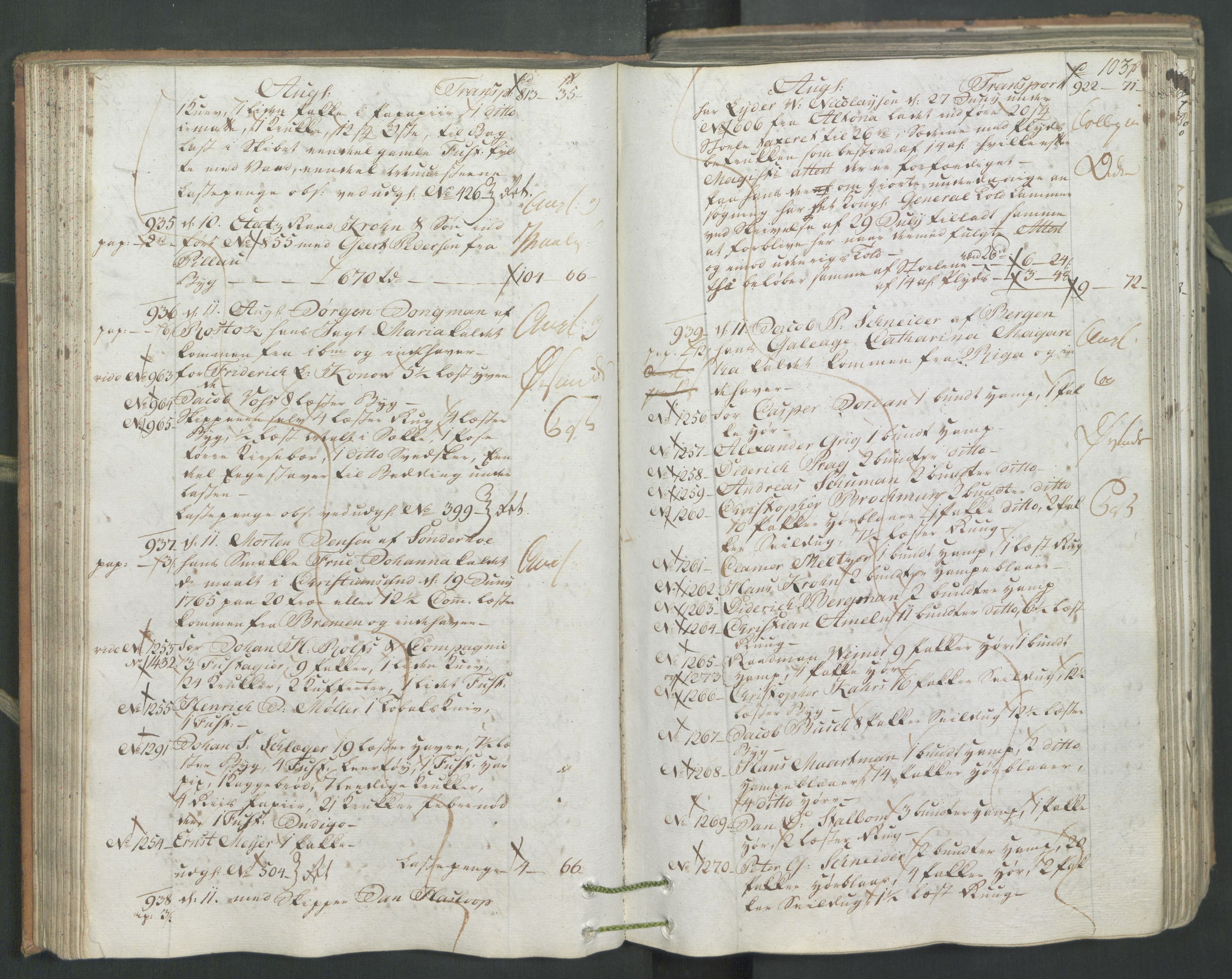 Generaltollkammeret, tollregnskaper, AV/RA-EA-5490/R26/L0222/0001: Tollregnskaper Bergen A / Inngående hovedtollbok, 1786, p. 102b-103a