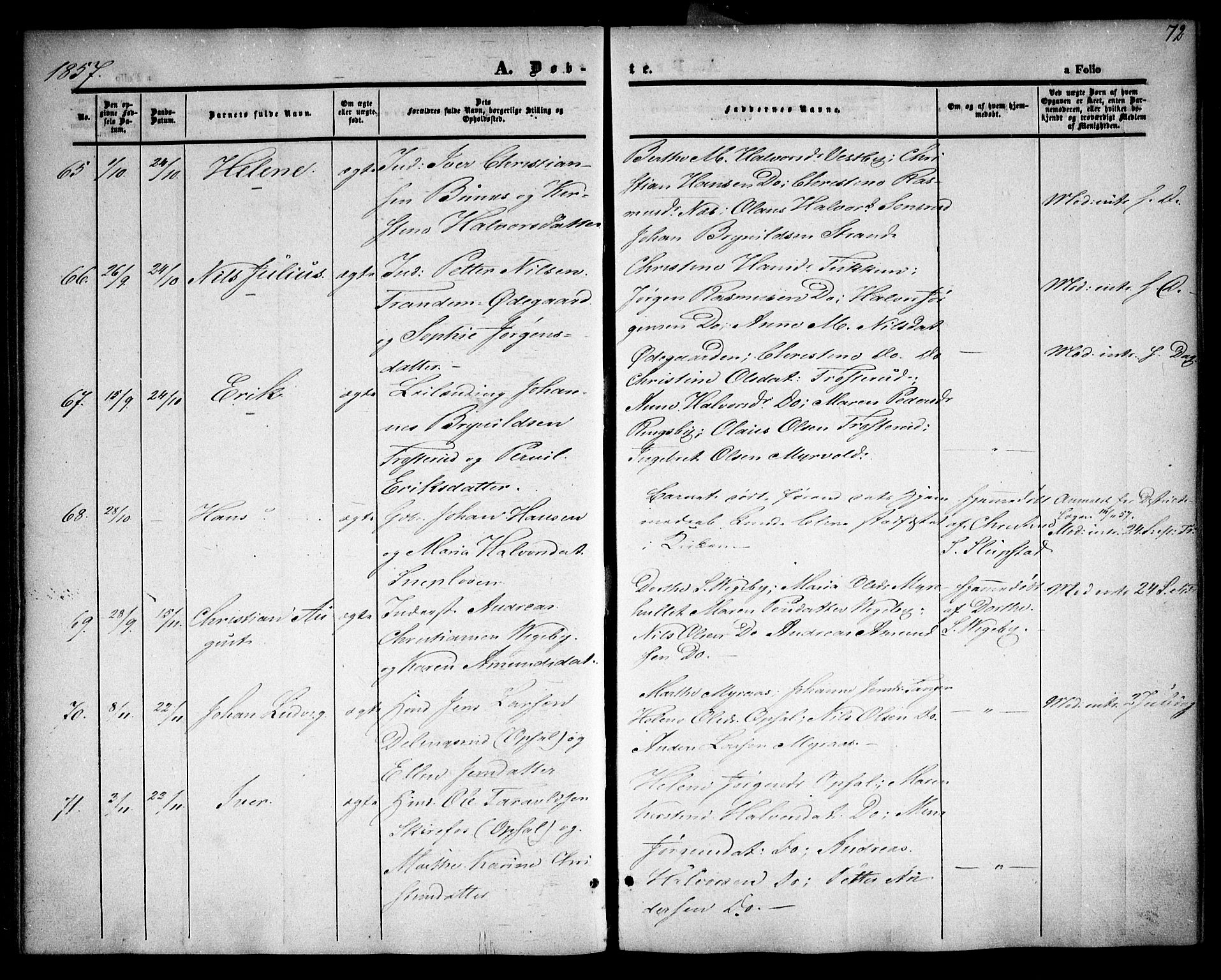 Rødenes prestekontor Kirkebøker, AV/SAO-A-2005/F/Fa/L0006: Parish register (official) no. I 6, 1850-1859, p. 72