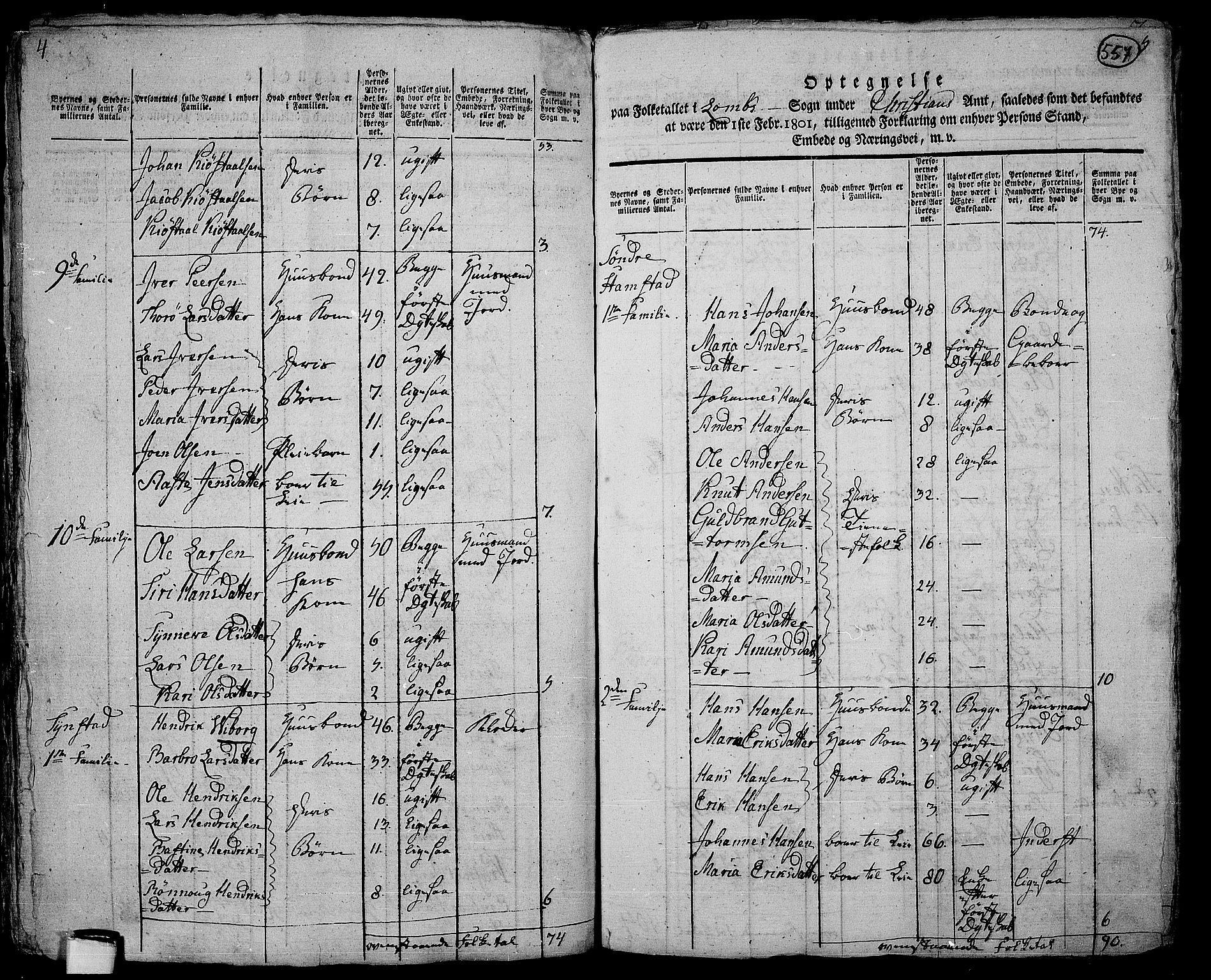 RA, 1801 census for 0514P Lom, 1801, p. 556b-557a