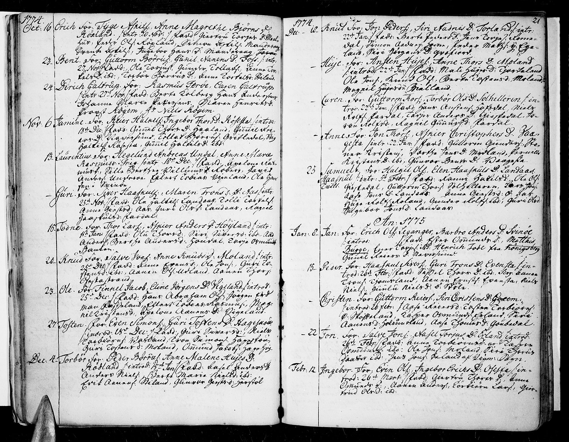 Sør-Audnedal sokneprestkontor, AV/SAK-1111-0039/F/Fa/Fab/L0002: Parish register (official) no. A 2 /1, 1766-1815, p. 21