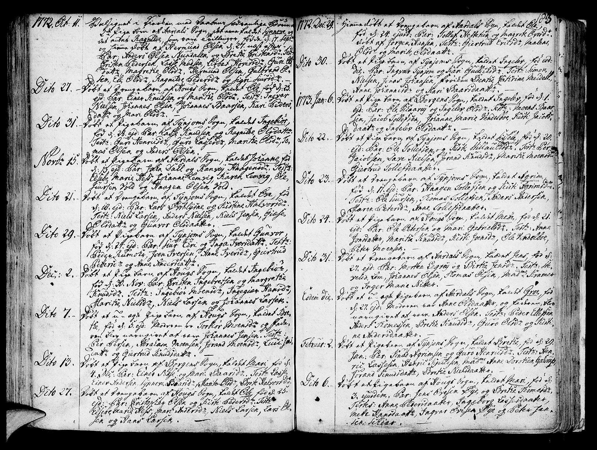 Lærdal sokneprestembete, SAB/A-81201: Parish register (official) no. A 2, 1752-1782, p. 183