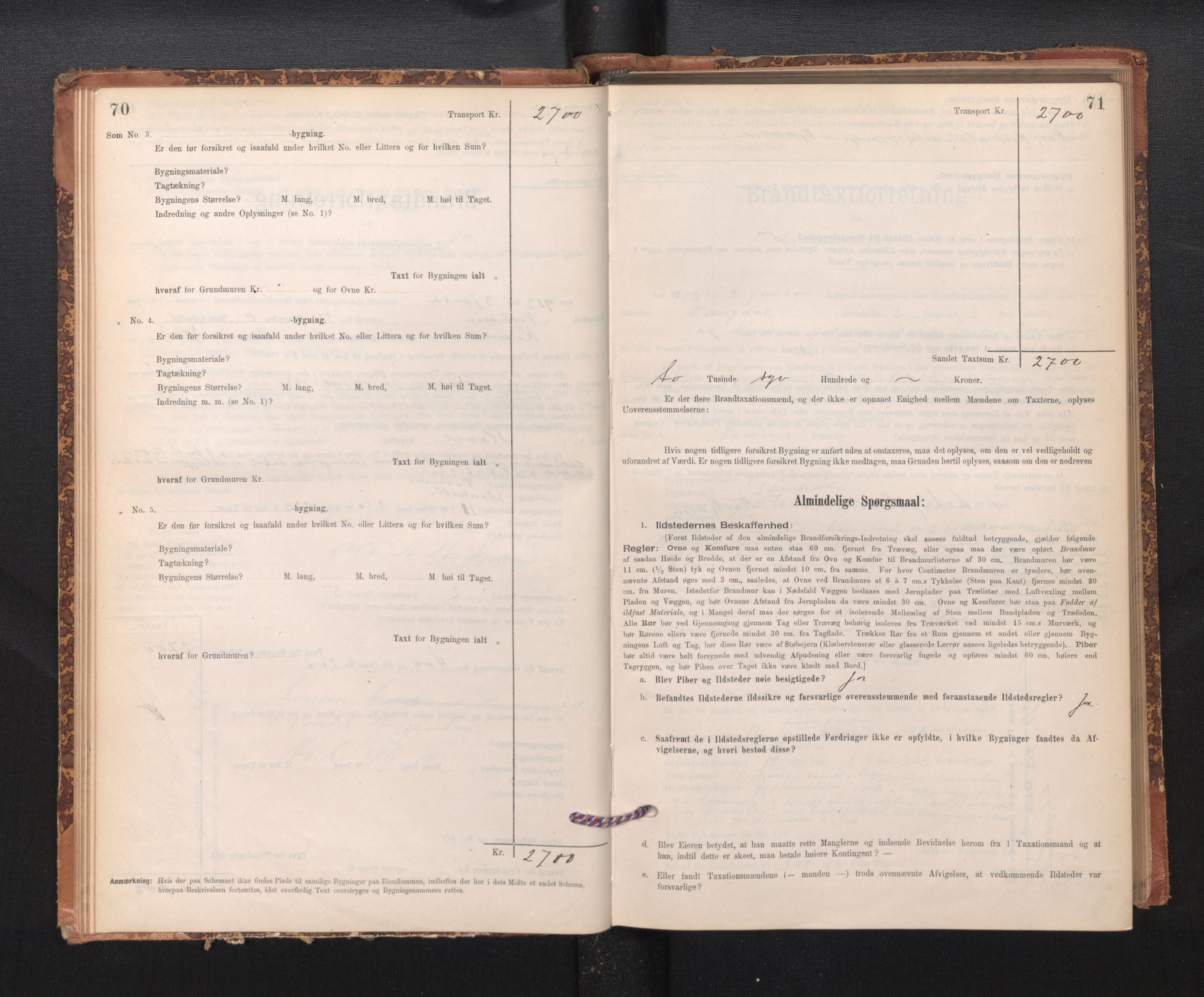 Lensmannen i Kvam, SAB/A-33201/0012/L0005: Branntakstprotokoll, skjematakst, 1894-1913, p. 70-71