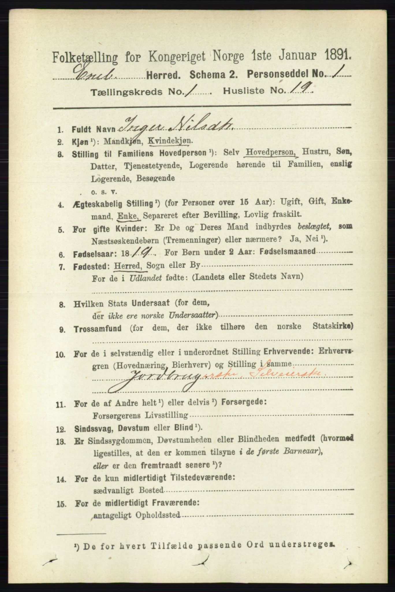 RA, 1891 census for 0229 Enebakk, 1891, p. 220