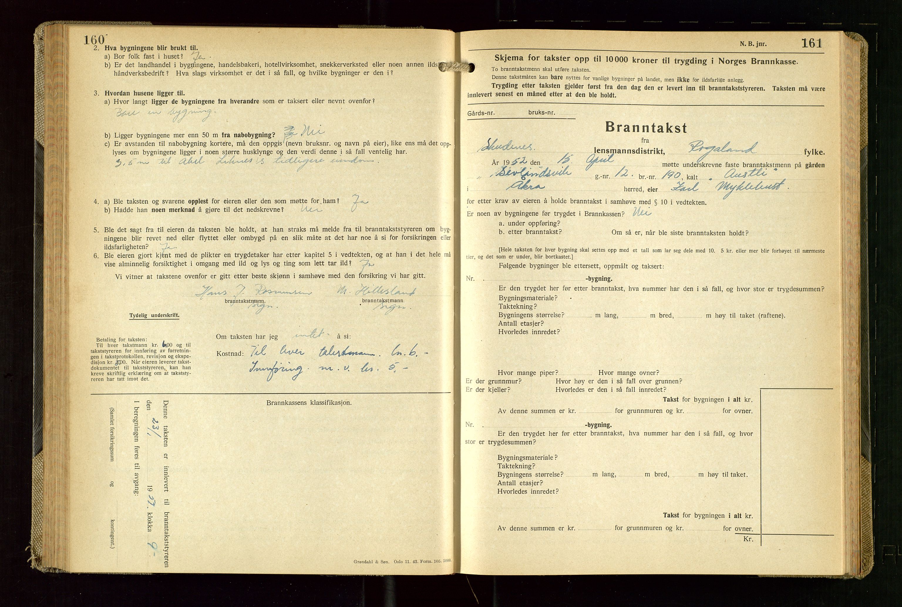 Skudenes lensmannskontor, AV/SAST-A-100444/Gob/L0003: "Brandtakstprotokoll", 1942-1954, p. 160-161