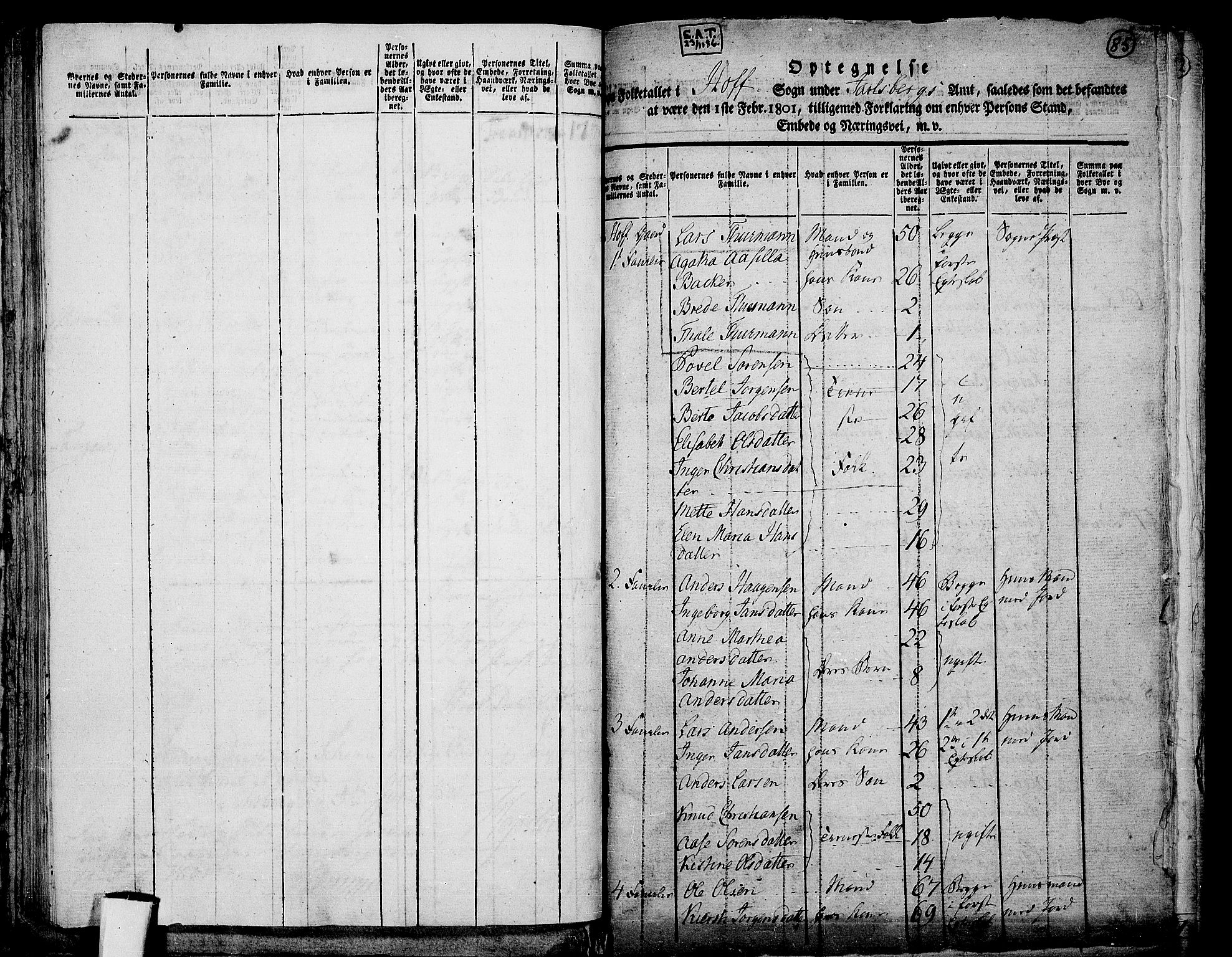 RA, 1801 census for 0714P Hof, 1801, p. 85a