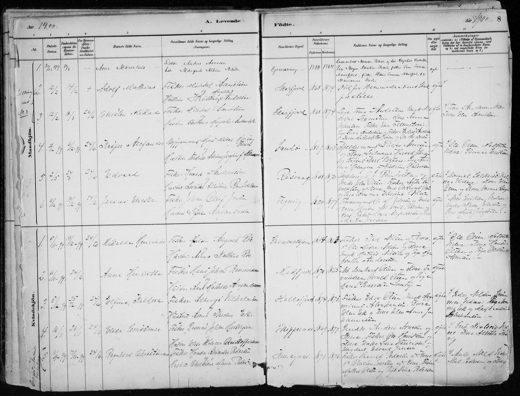 Hammerfest sokneprestkontor, SATØ/S-1347/H/Ha/L0013.kirke: Parish register (official) no. 13, 1898-1917, p. 8