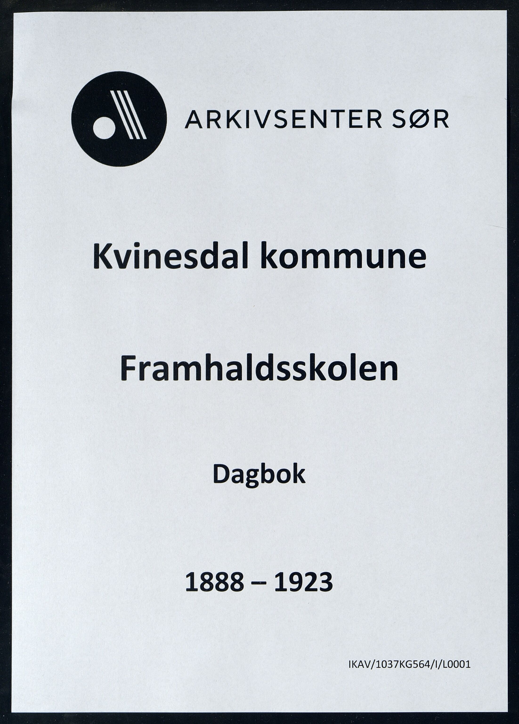 Kvinesdal kommune - Framhaldsskolen, ARKSOR/1037KG564/I/L0001: Dagbok, 1888-1923