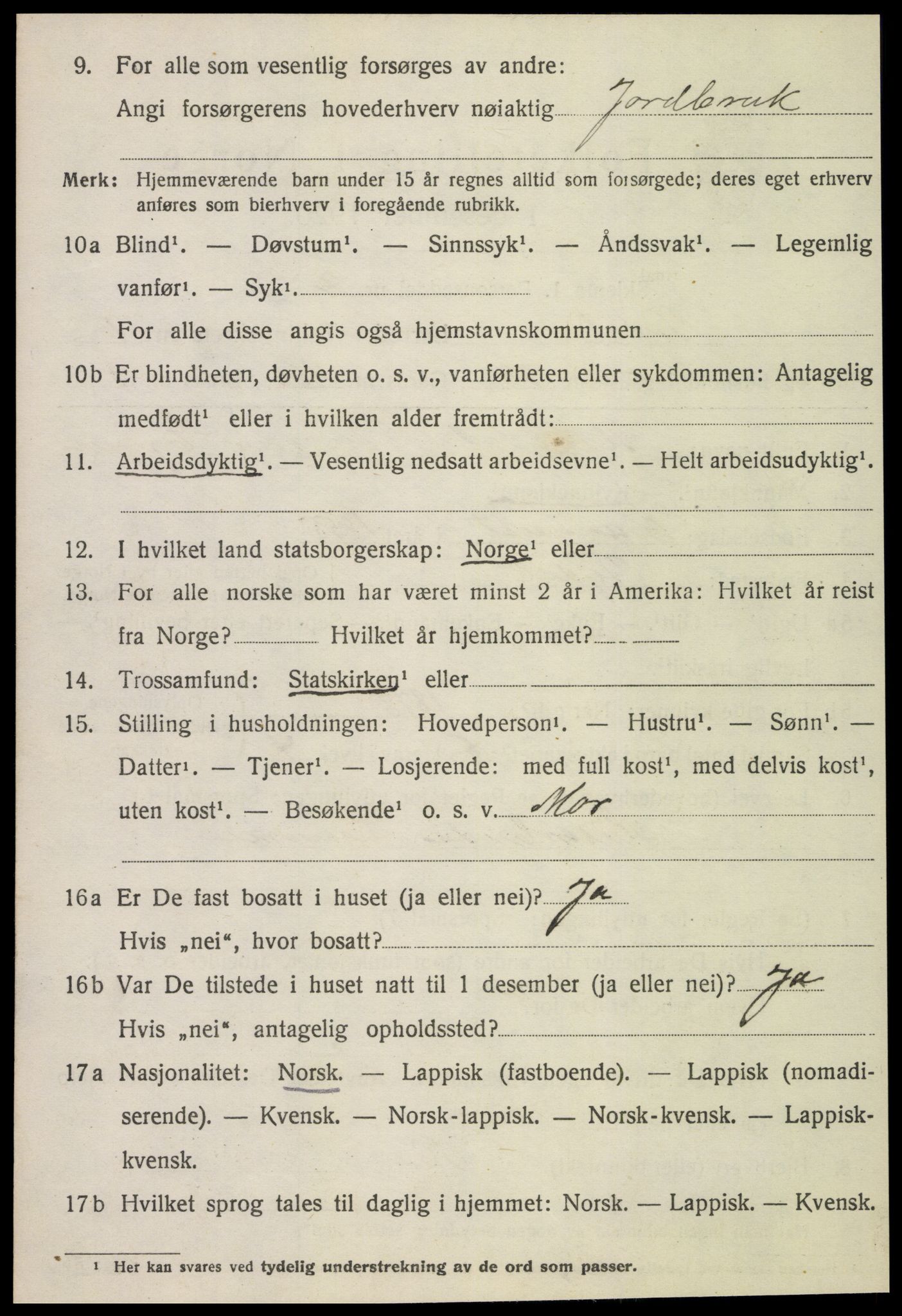 SAT, 1920 census for Tydal, 1920, p. 562