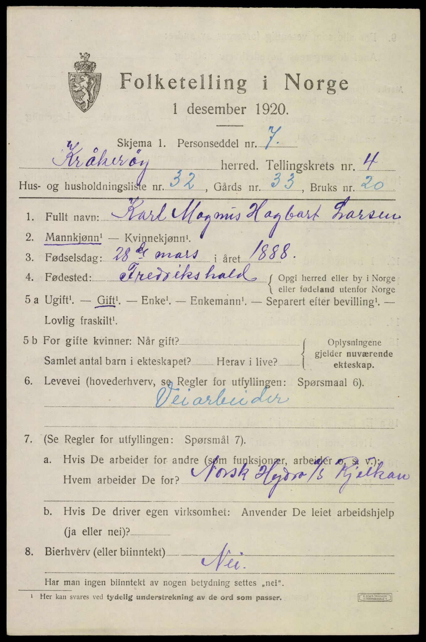 SAO, 1920 census for Kråkerøy, 1920, p. 5774