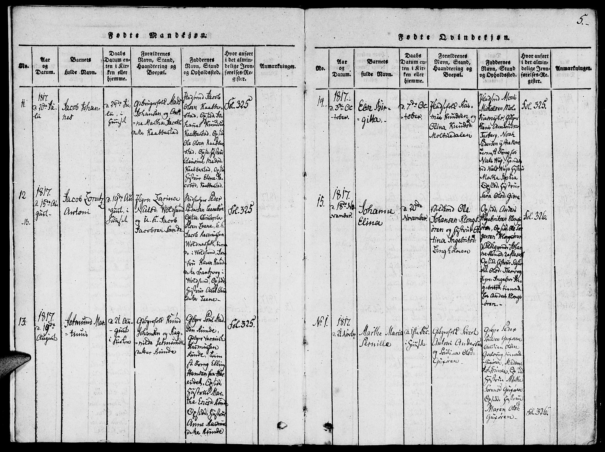 Ministerialprotokoller, klokkerbøker og fødselsregistre - Møre og Romsdal, AV/SAT-A-1454/507/L0069: Parish register (official) no. 507A04, 1816-1841, p. 5