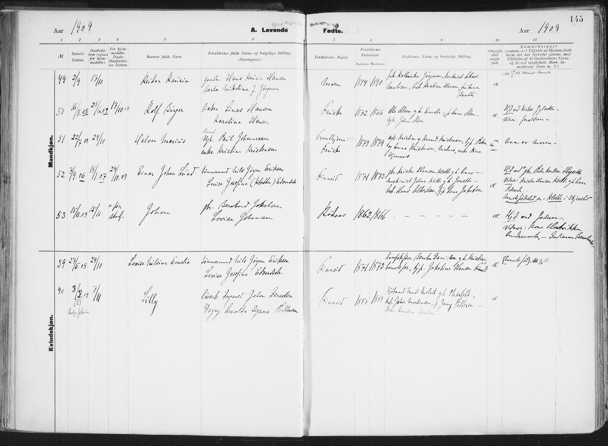 Ministerialprotokoller, klokkerbøker og fødselsregistre - Nordland, SAT/A-1459/849/L0696: Parish register (official) no. 849A08, 1898-1910, p. 145