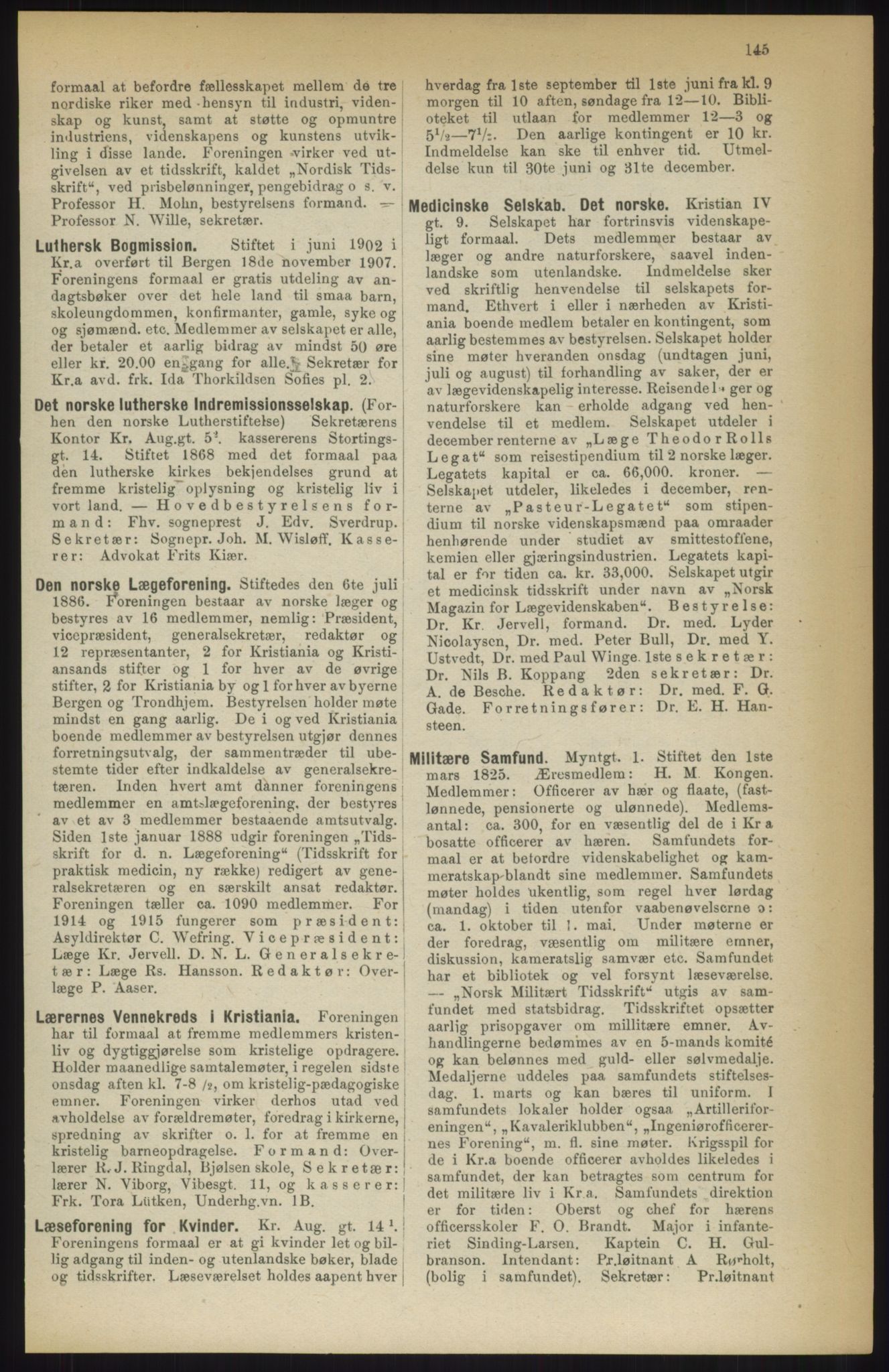 Kristiania/Oslo adressebok, PUBL/-, 1914, p. 145