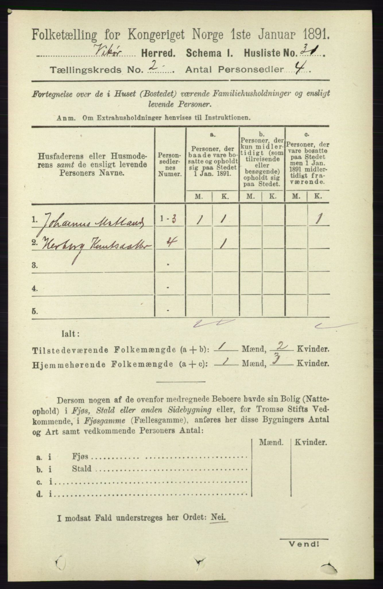 RA, 1891 census for 1238 Vikør, 1891, p. 473