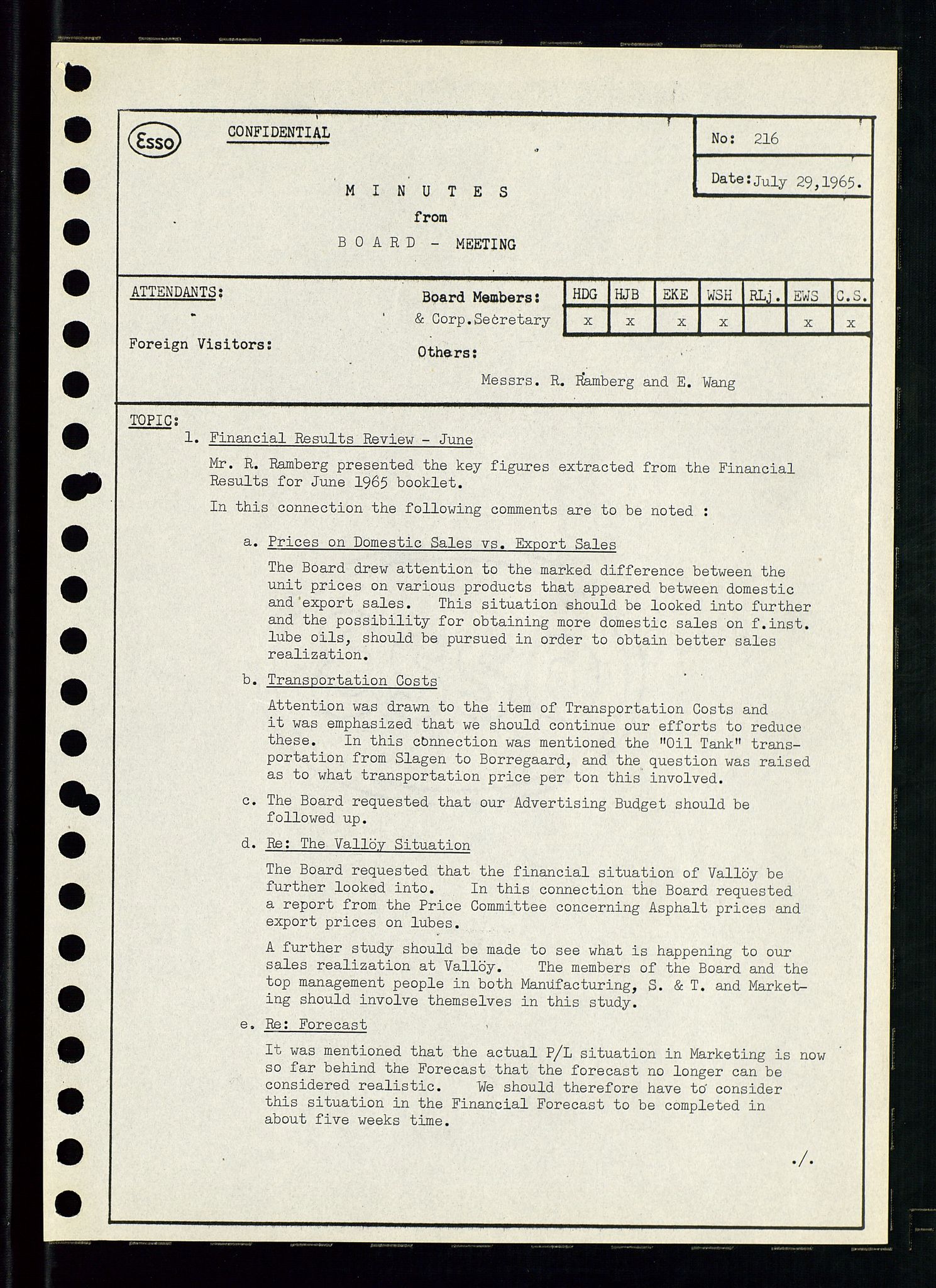 Pa 0982 - Esso Norge A/S, SAST/A-100448/A/Aa/L0002/0001: Den administrerende direksjon Board minutes (styrereferater) / Den administrerende direksjon Board minutes (styrereferater), 1965, p. 77