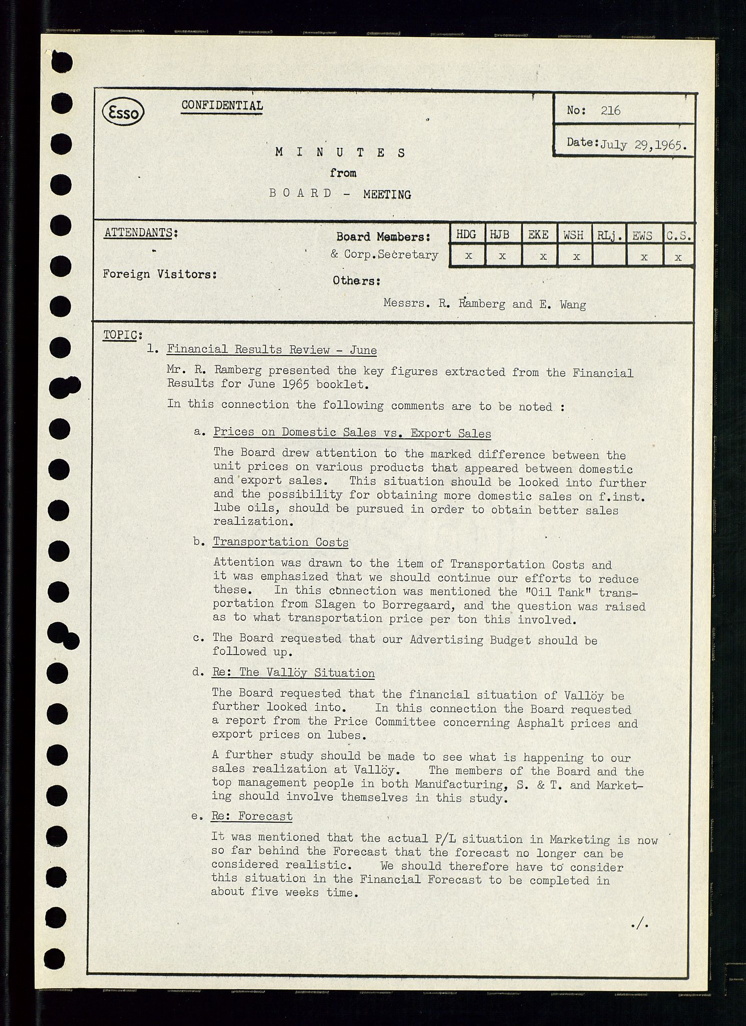 Pa 0982 - Esso Norge A/S, AV/SAST-A-100448/A/Aa/L0002/0001: Den administrerende direksjon Board minutes (styrereferater) / Den administrerende direksjon Board minutes (styrereferater), 1965, p. 77