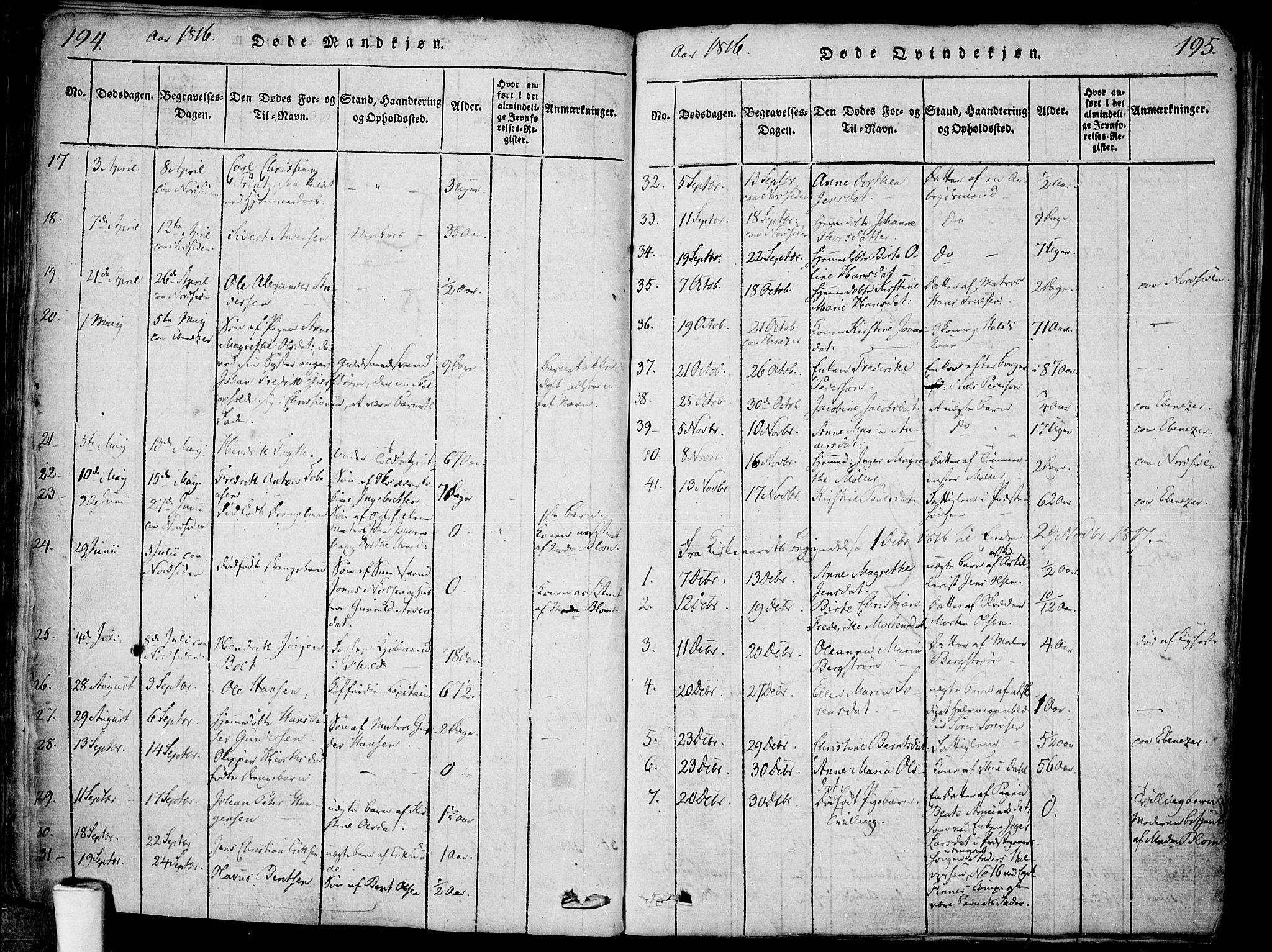 Halden prestekontor Kirkebøker, AV/SAO-A-10909/F/Fa/L0003: Parish register (official) no. I 3, 1815-1834, p. 194-195