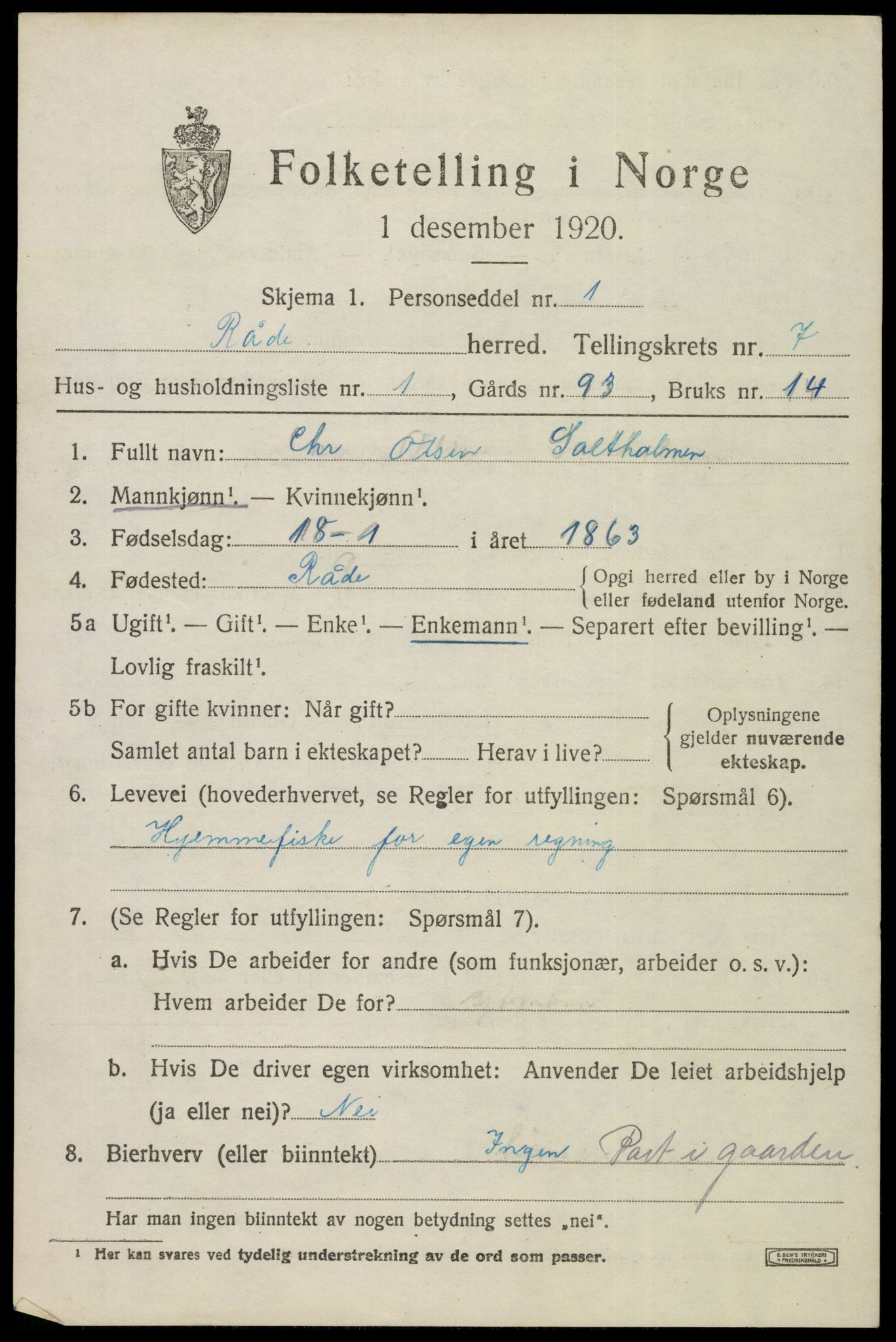SAO, 1920 census for Råde, 1920, p. 6189