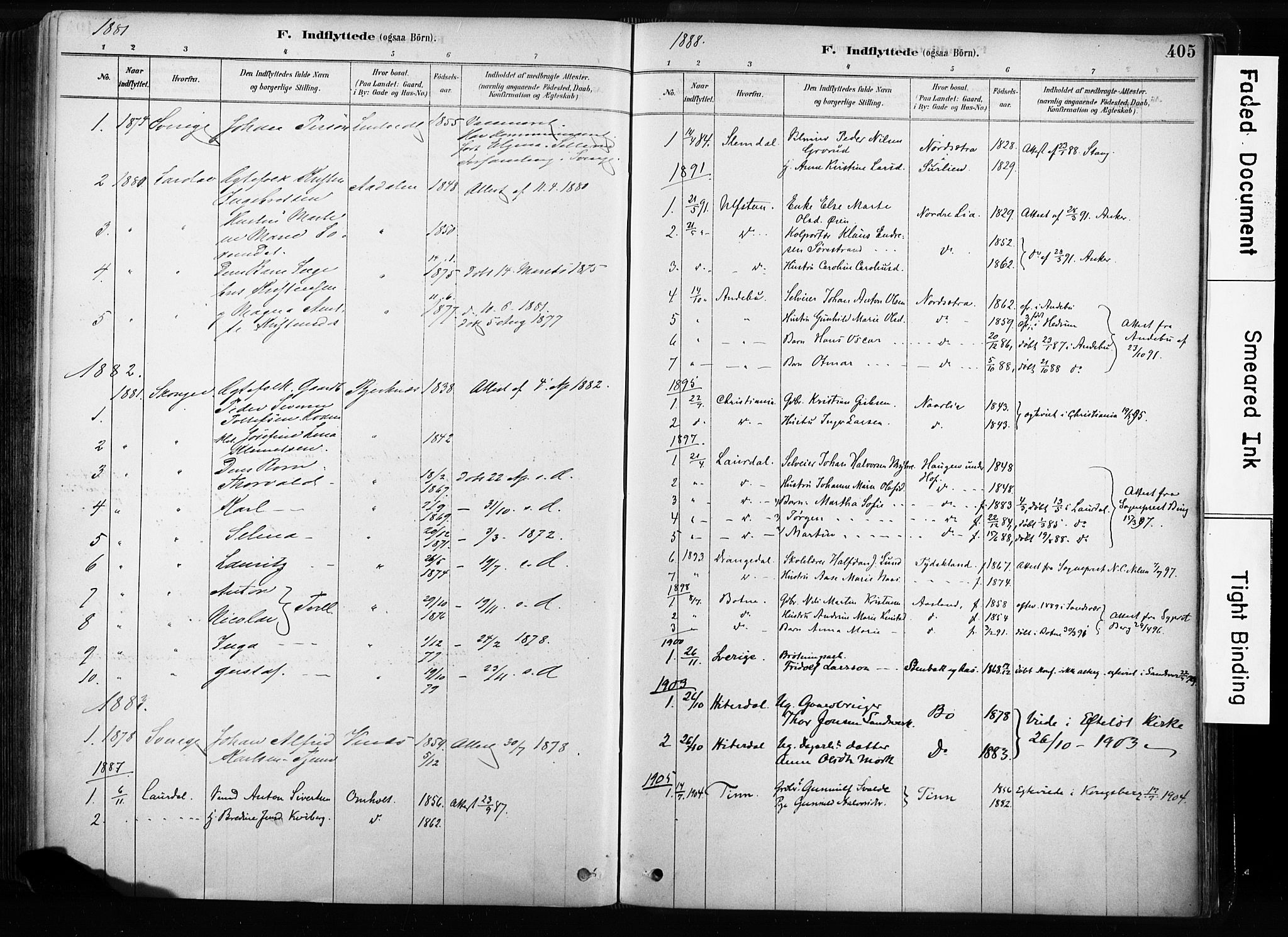 Sandsvær kirkebøker, SAKO/A-244/F/Fb/L0001: Parish register (official) no. II 1, 1878-1906, p. 405