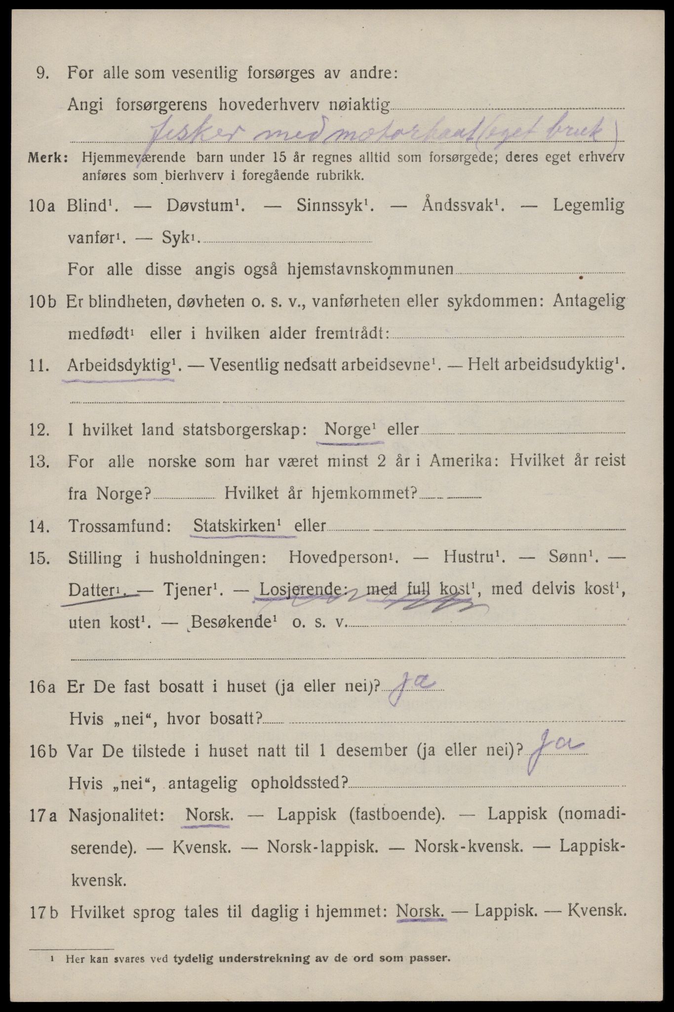 SAT, 1920 census for Værøy, 1920, p. 2450