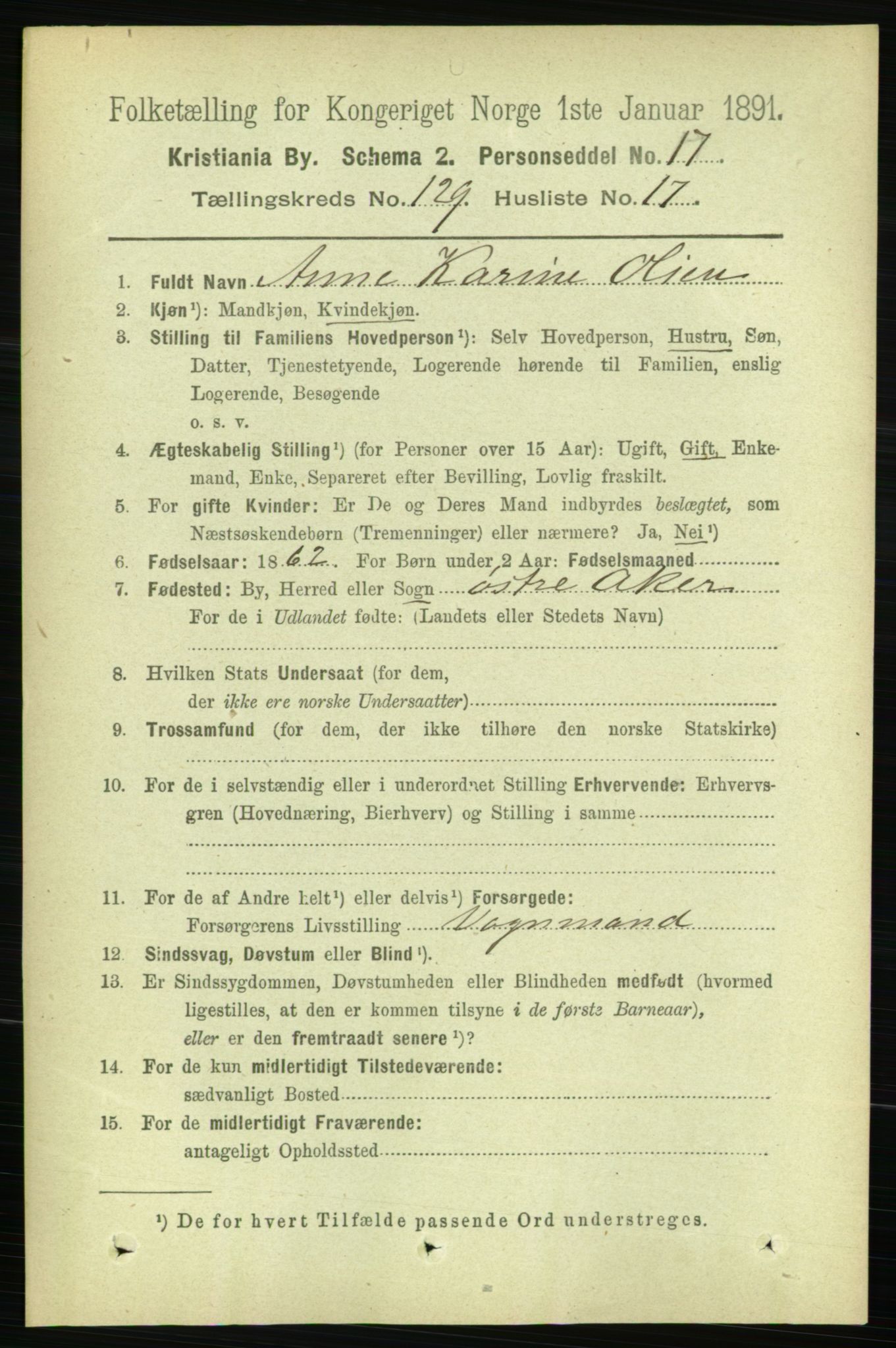 RA, 1891 census for 0301 Kristiania, 1891, p. 69718