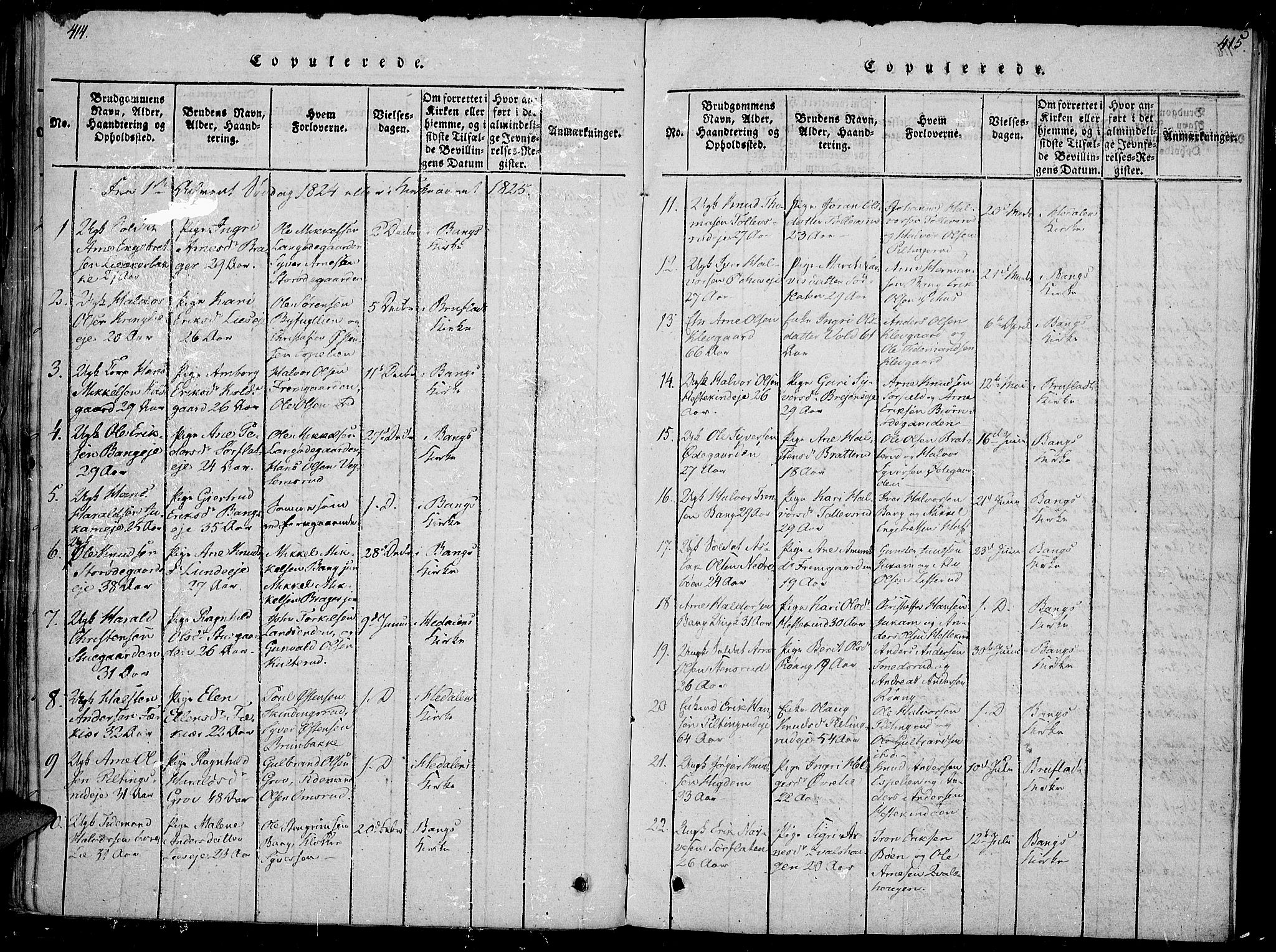Sør-Aurdal prestekontor, SAH/PREST-128/H/Ha/Haa/L0002: Parish register (official) no. 2, 1815-1840, p. 414-415