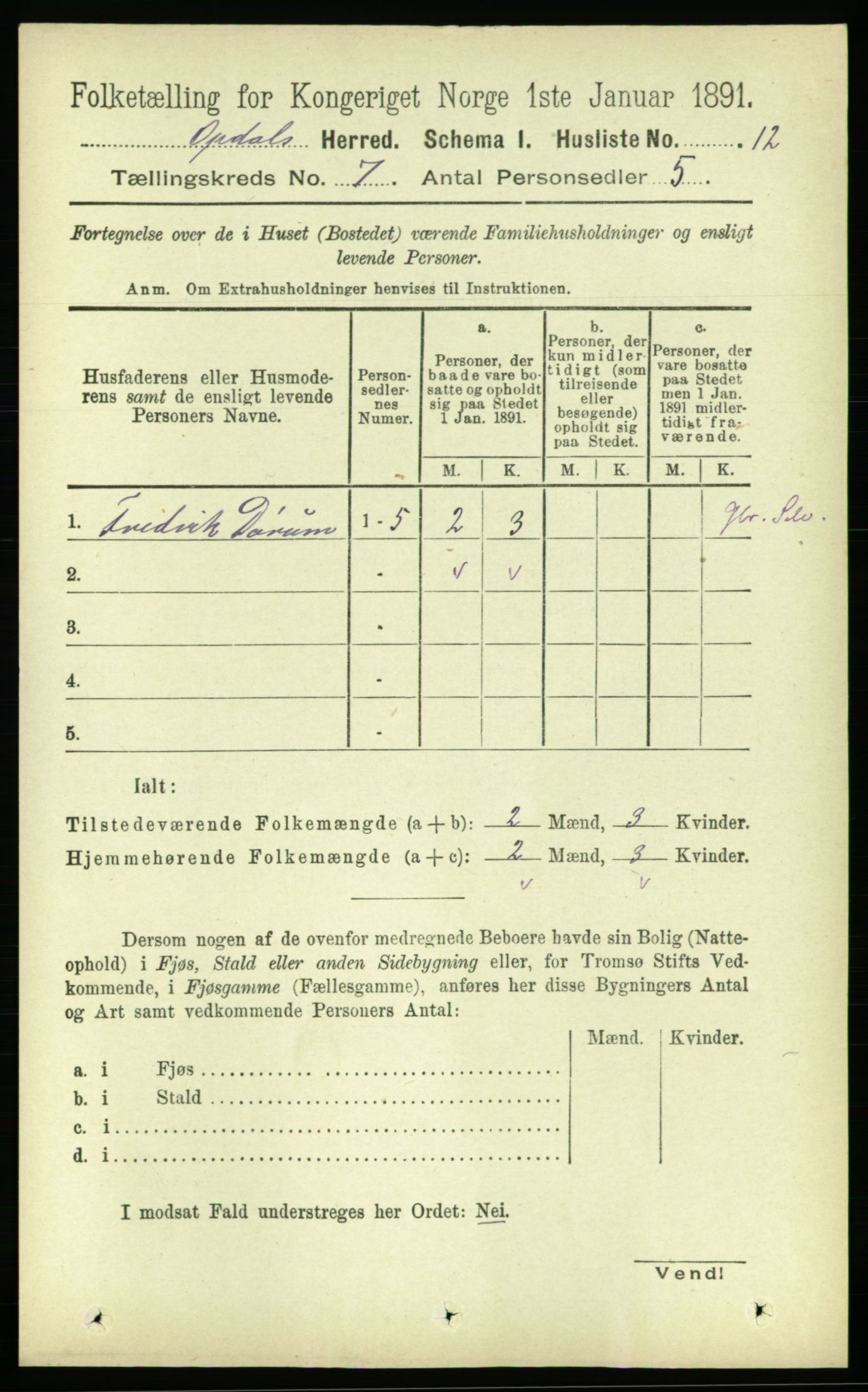 RA, 1891 census for 1634 Oppdal, 1891, p. 3417