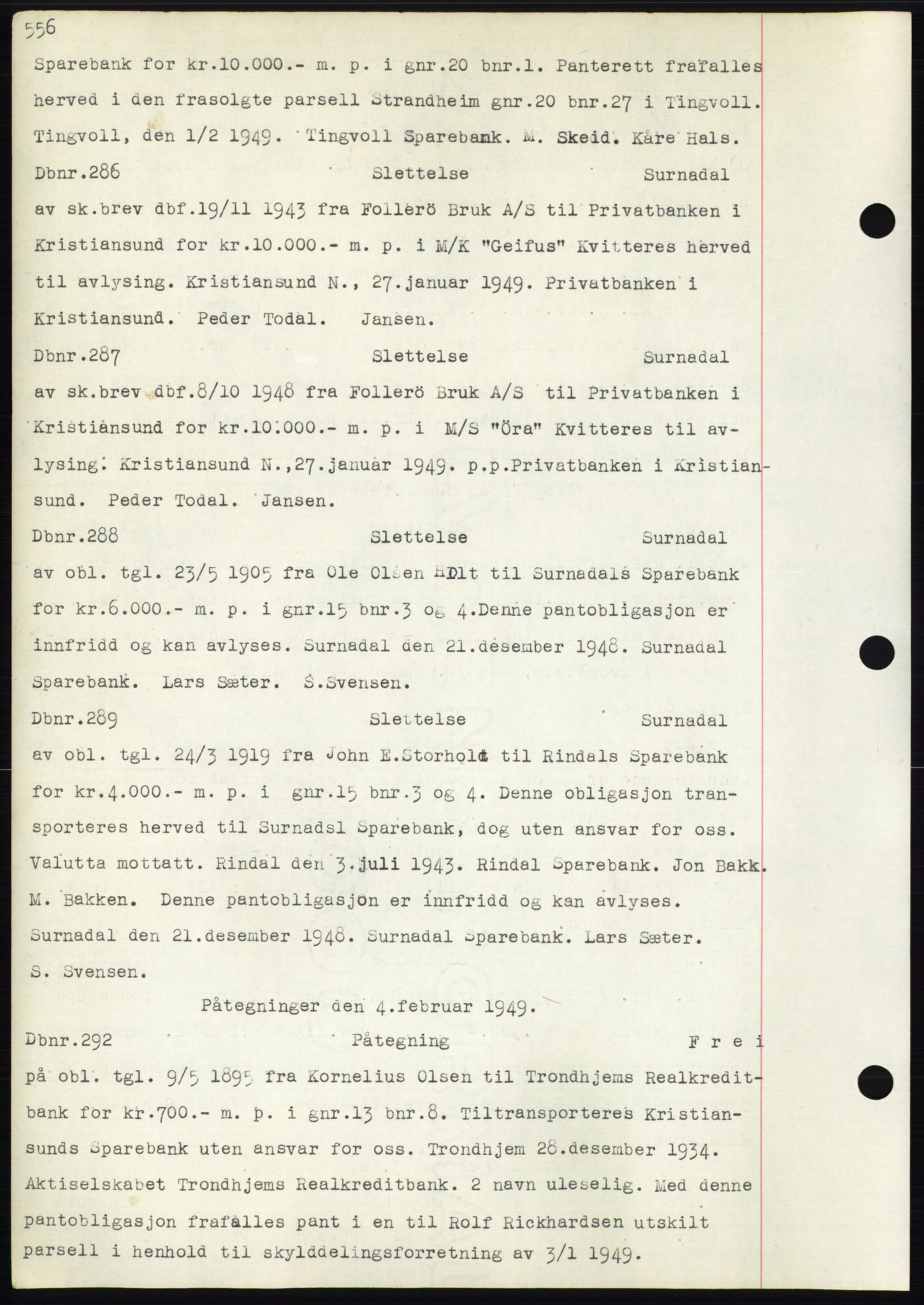 Nordmøre sorenskriveri, AV/SAT-A-4132/1/2/2Ca: Mortgage book no. C82b, 1946-1951, Diary no: : 286/1949