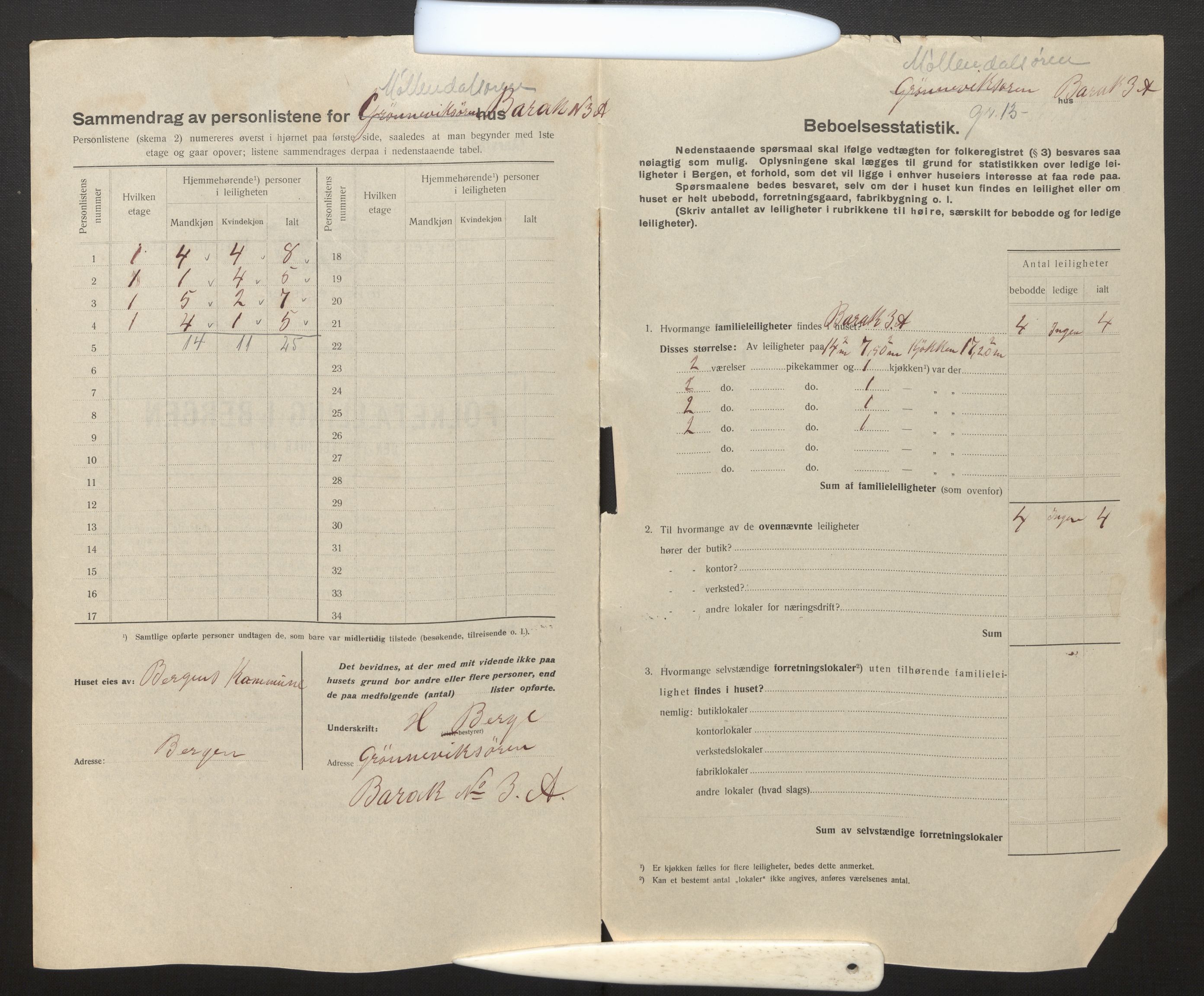 SAB, Municipal Census 1917 for Bergen, 1917, p. 52427