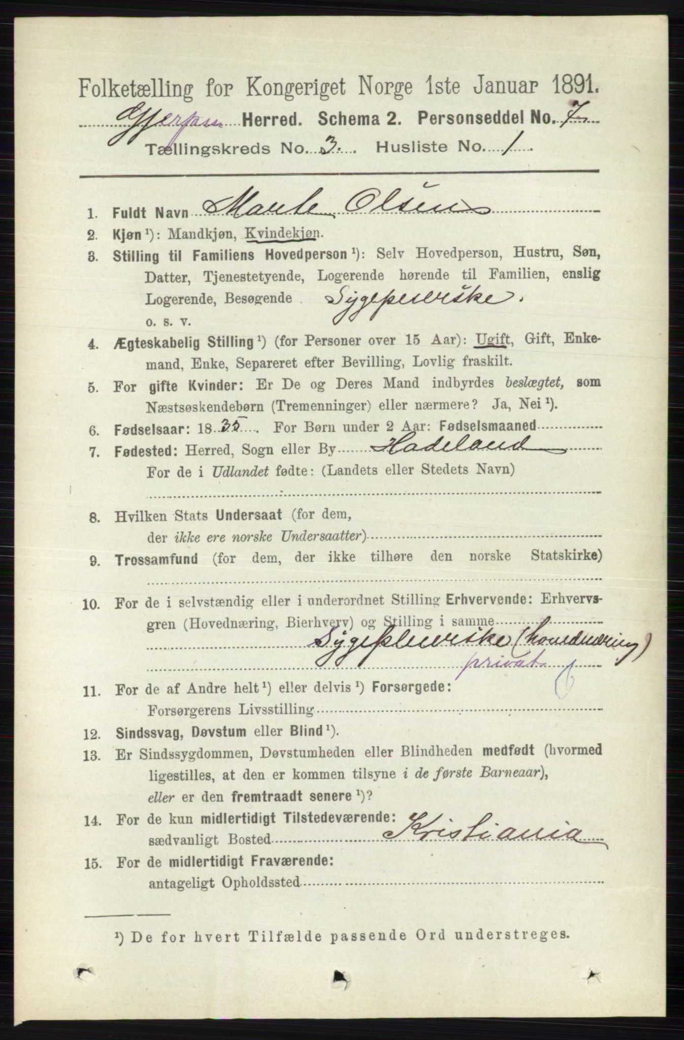 RA, 1891 census for 0812 Gjerpen, 1891, p. 1464