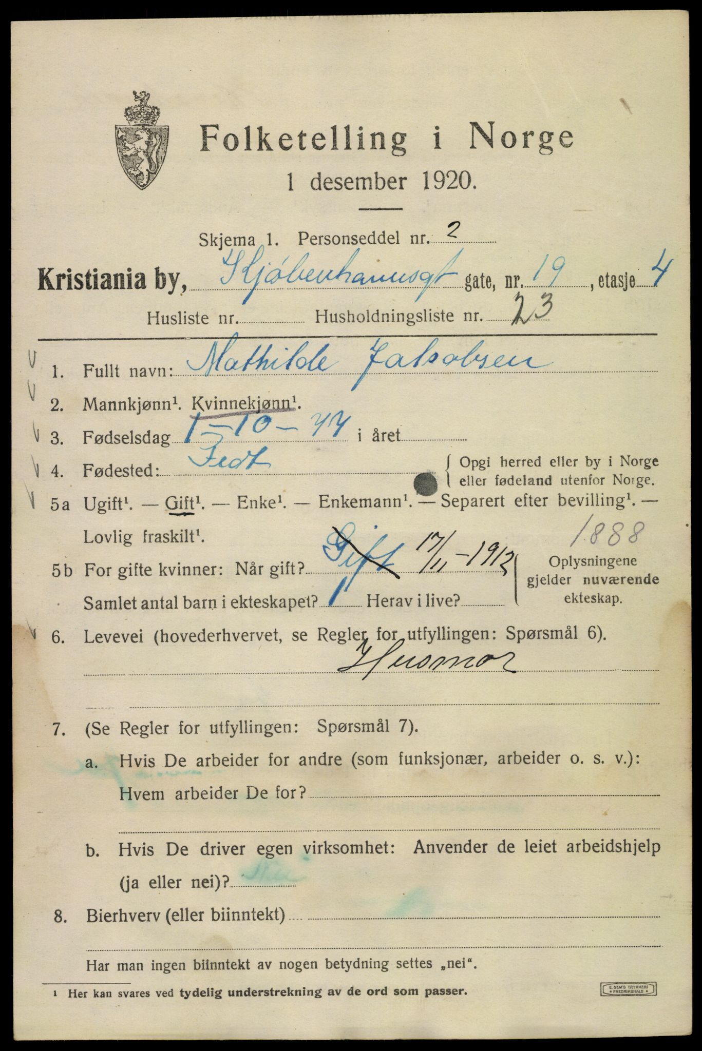 SAO, 1920 census for Kristiania, 1920, p. 342149