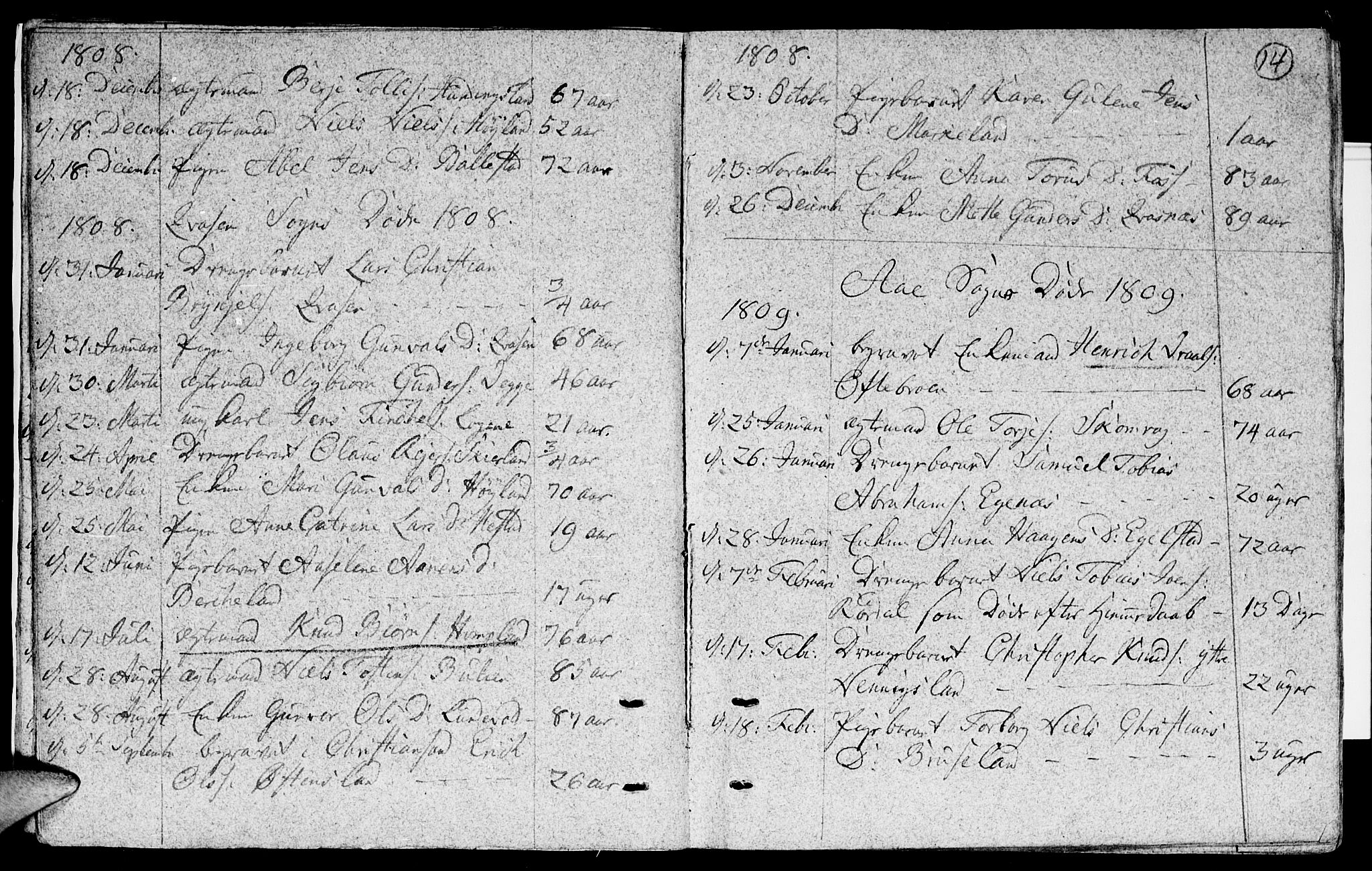 Lyngdal sokneprestkontor, SAK/1111-0029/F/Fa/Fac/L0005: Parish register (official) no. A 5, 1804-1815, p. 14