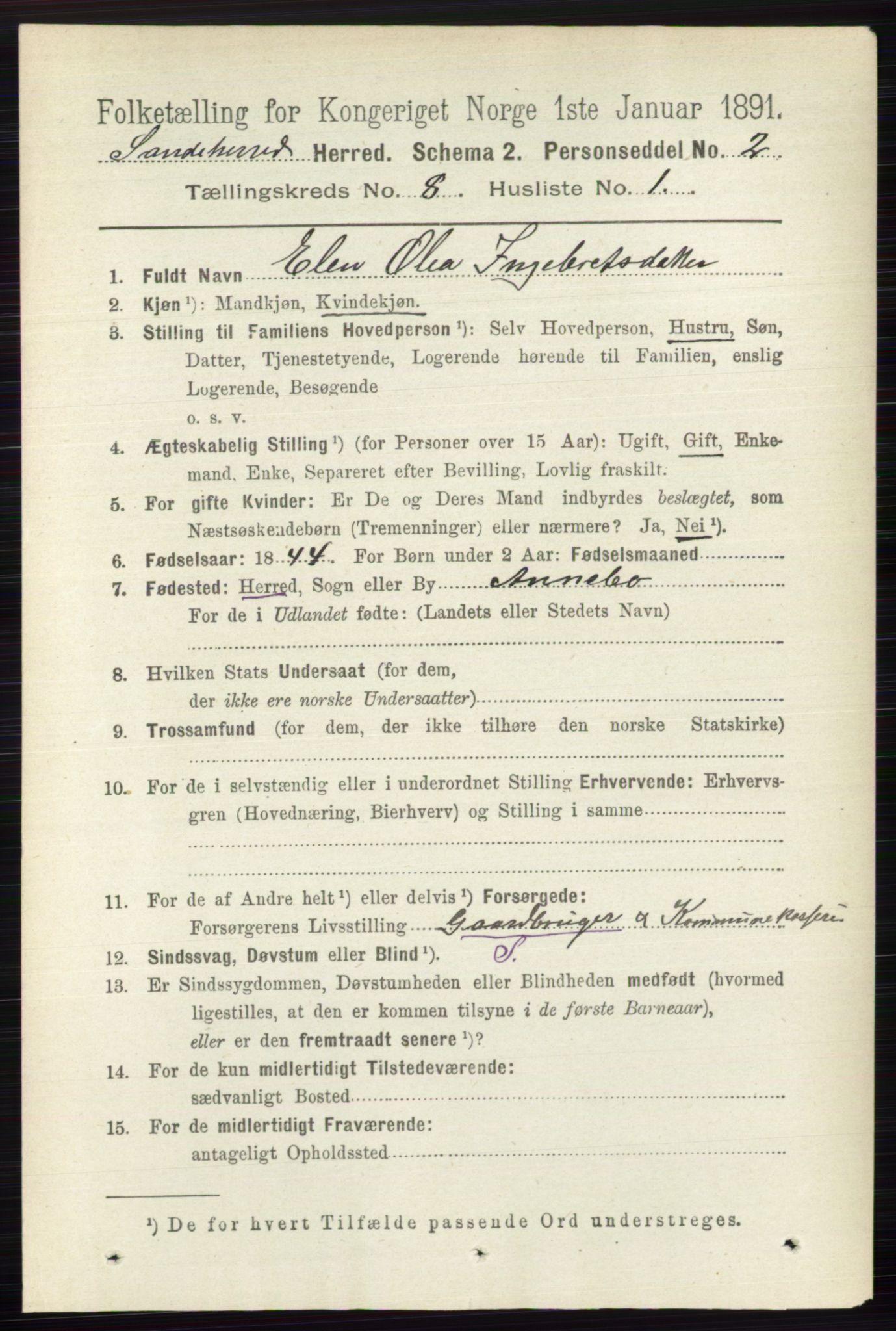 RA, 1891 census for 0724 Sandeherred, 1891, p. 4829