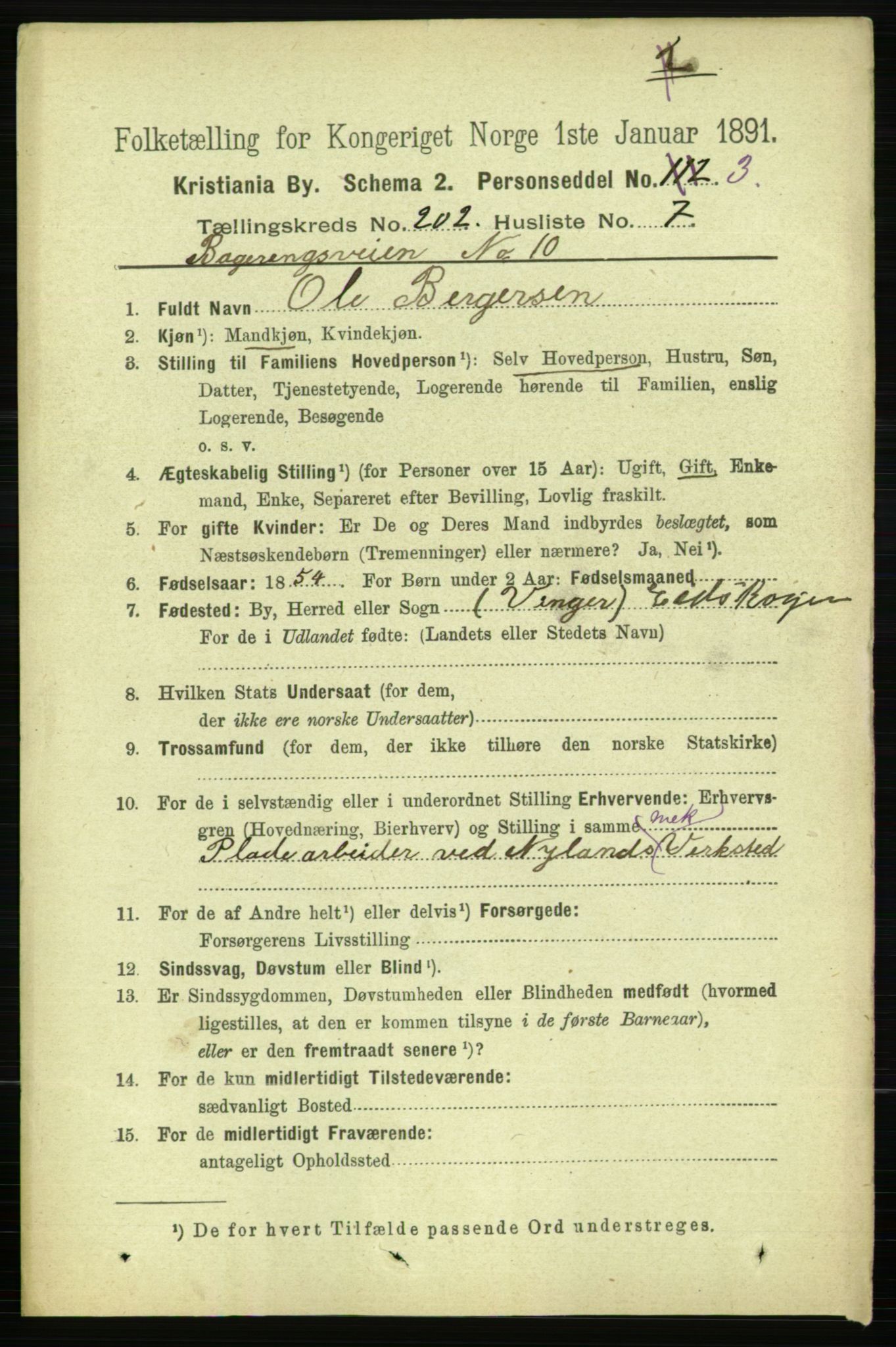RA, 1891 census for 0301 Kristiania, 1891, p. 121632