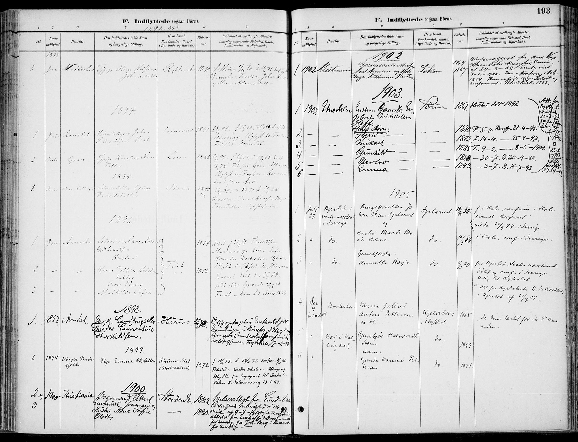 Hole kirkebøker, AV/SAKO-A-228/F/Fa/L0009: Parish register (official) no. I 9, 1892-1907, p. 193