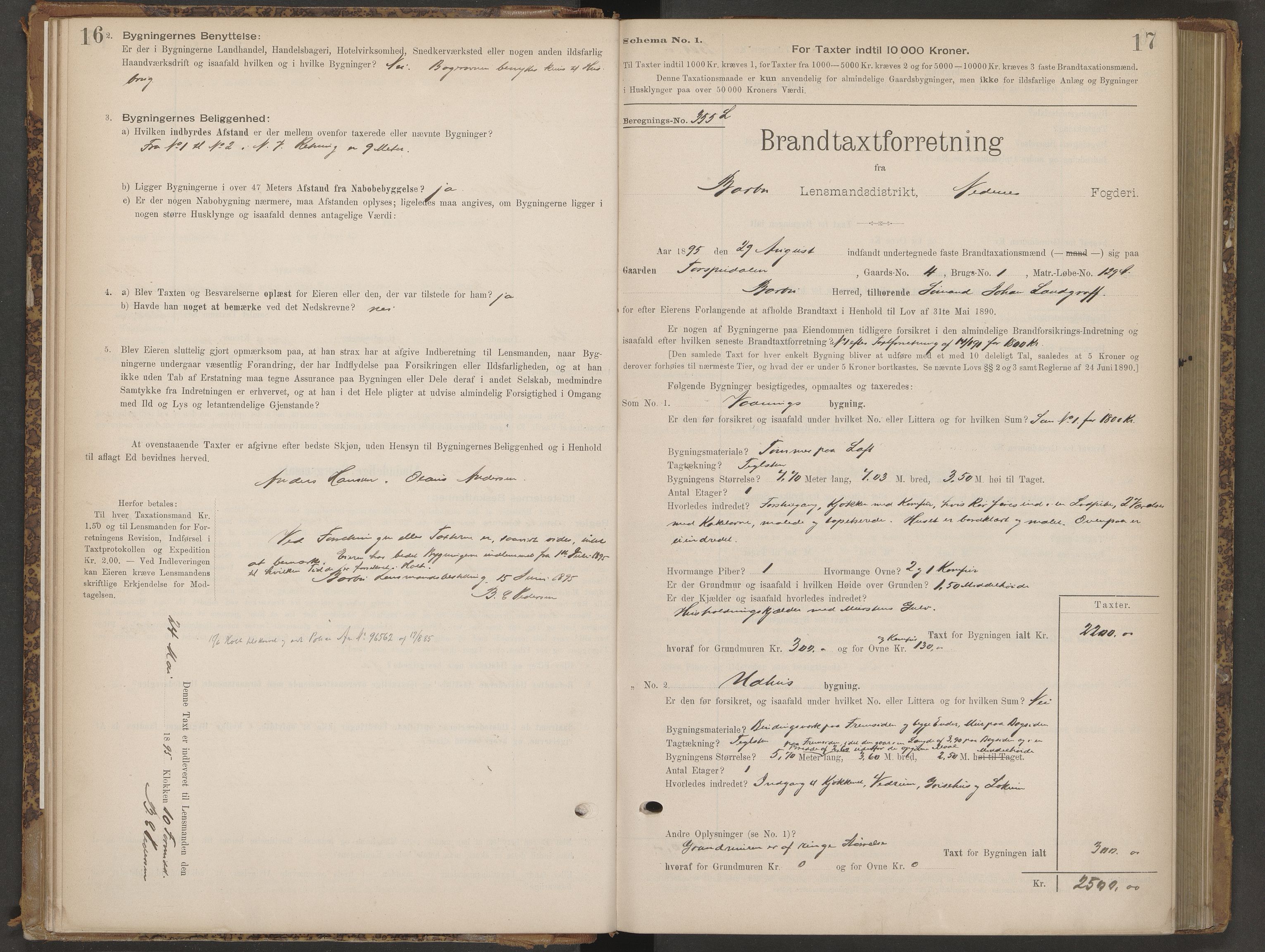 Norges Brannkasse Arendal, AV/SAK-2241-0002/F/Fa/L0024: Branntakstprotokoll nr. 22 for Barbu med gnr./bnr.register, 1895-1901