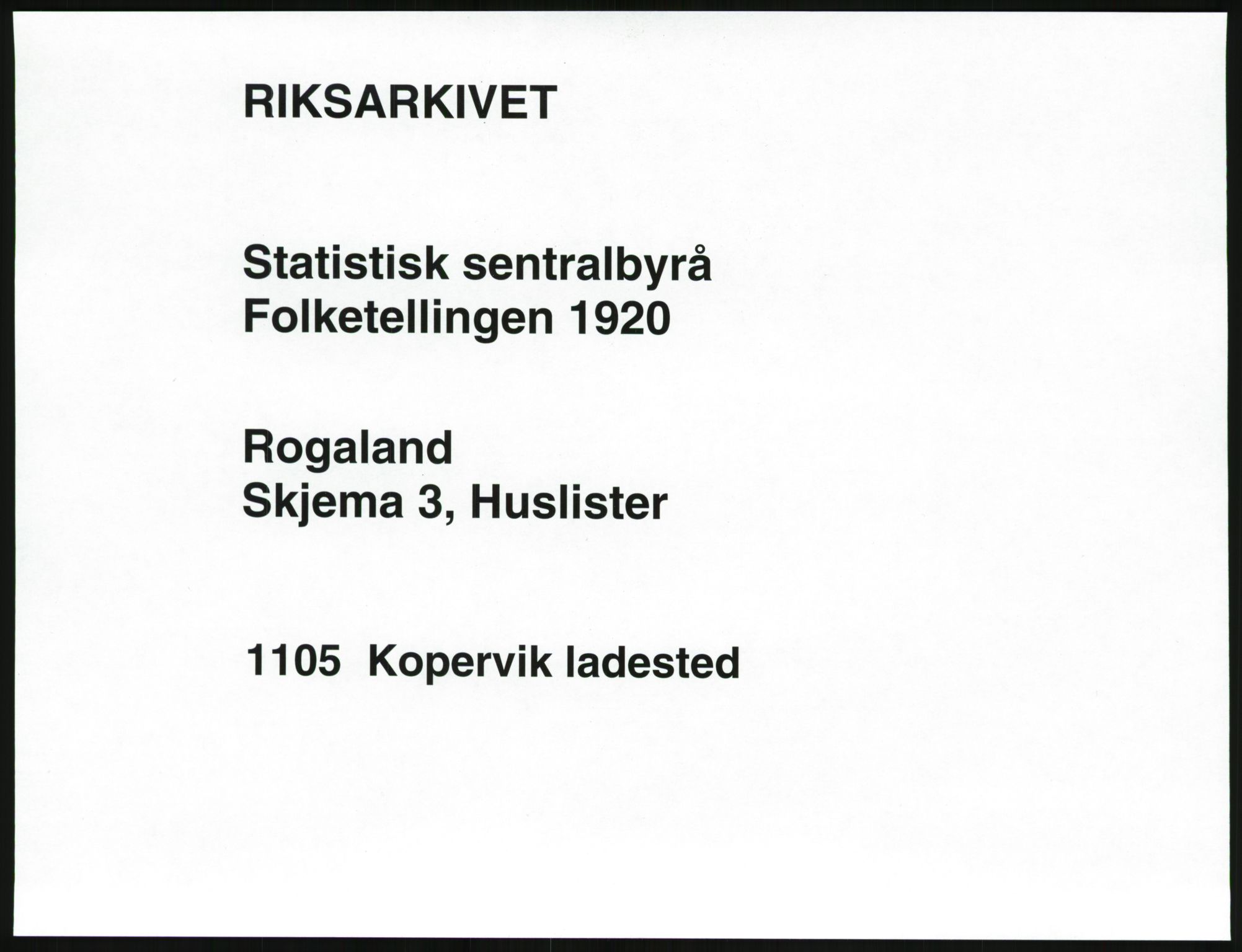 SAST, 1920 census for Kopervik, 1920, p. 18