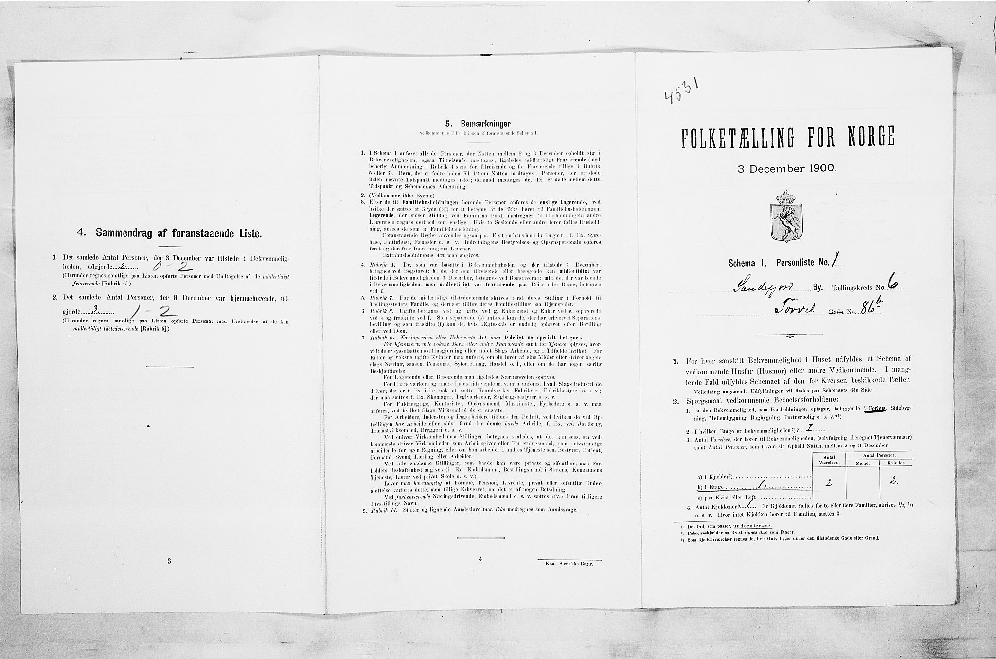 RA, 1900 census for Sandefjord, 1900, p. 1456