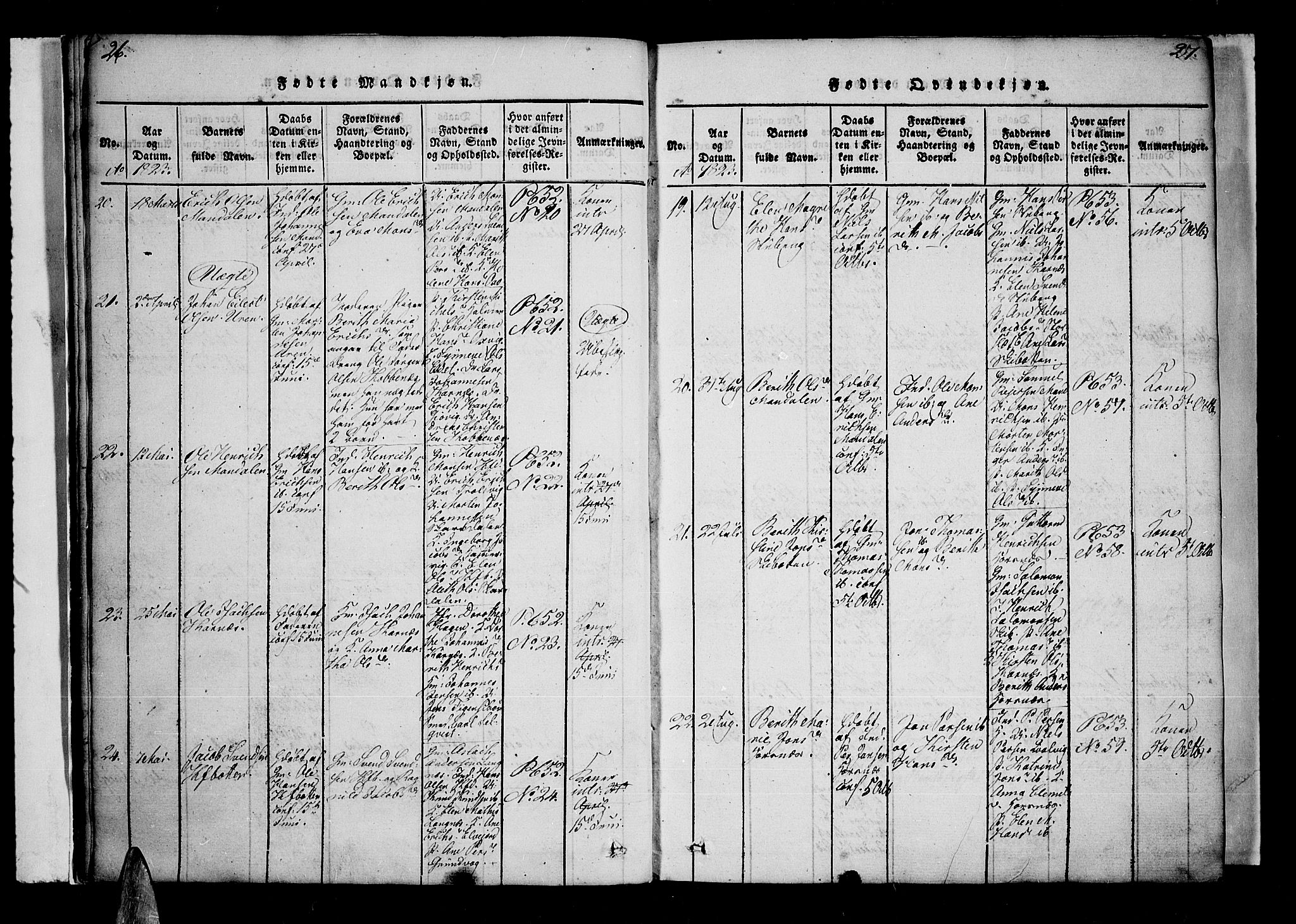 Lyngen sokneprestembete, AV/SATØ-S-1289/H/He/Hea/L0003kirke: Parish register (official) no. 3, 1822-1838, p. 26-27