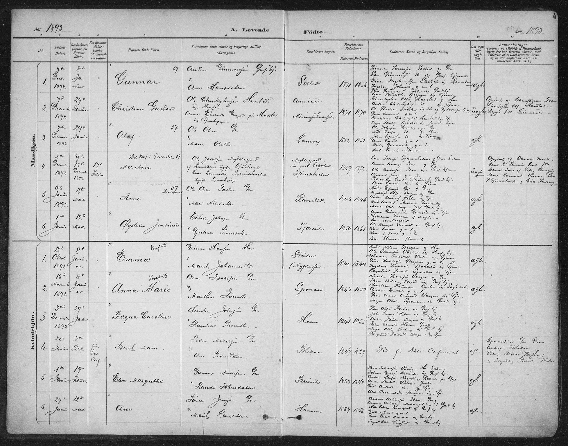 Ministerialprotokoller, klokkerbøker og fødselsregistre - Møre og Romsdal, AV/SAT-A-1454/586/L0988: Parish register (official) no. 586A14, 1893-1905, p. 4