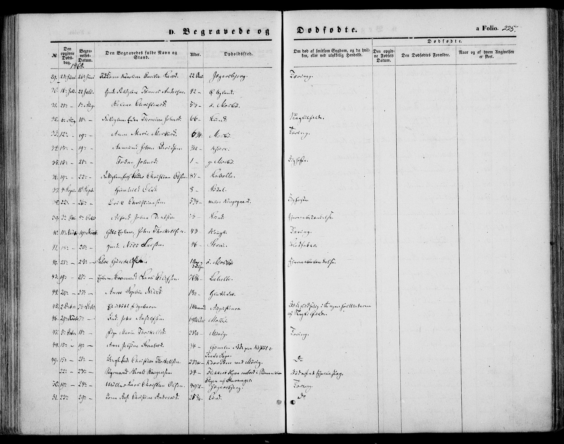 Oddernes sokneprestkontor, AV/SAK-1111-0033/F/Fa/Faa/L0008: Parish register (official) no. A 8, 1864-1880, p. 225