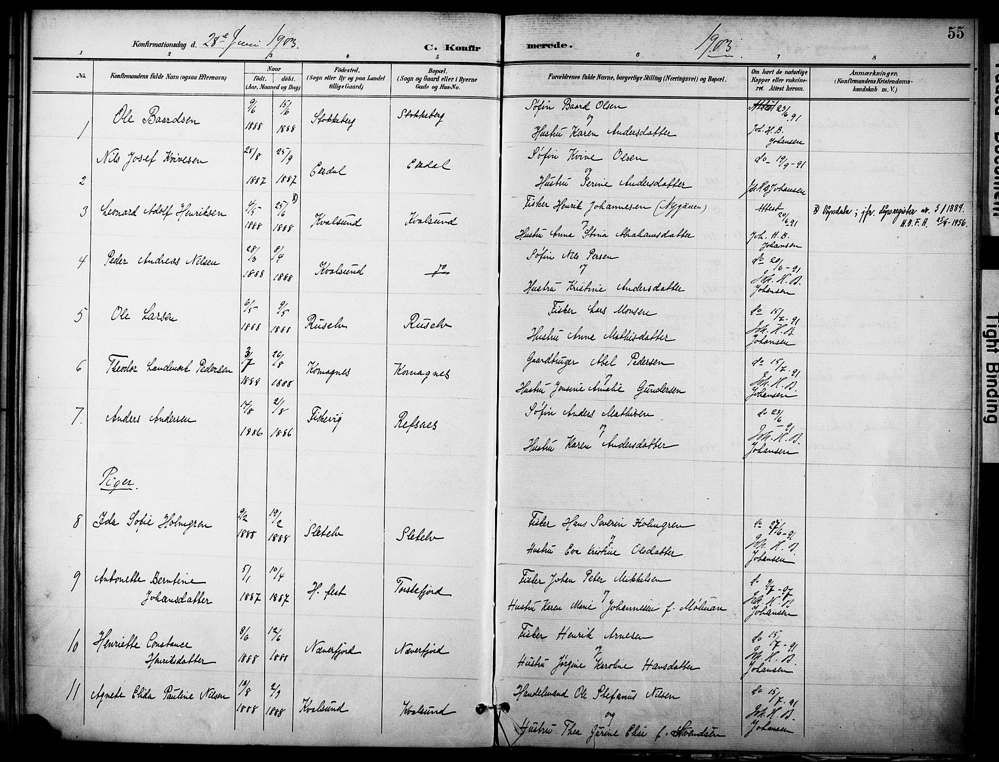 Hammerfest sokneprestkontor, SATØ/S-1347/H/Ha/L0012.kirke: Parish register (official) no. 12, 1898-1908, p. 55
