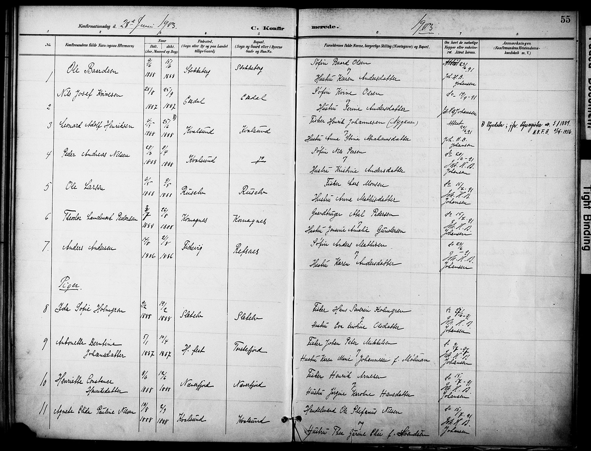 Hammerfest sokneprestkontor, AV/SATØ-S-1347/H/Ha/L0012.kirke: Parish register (official) no. 12, 1898-1908, p. 55