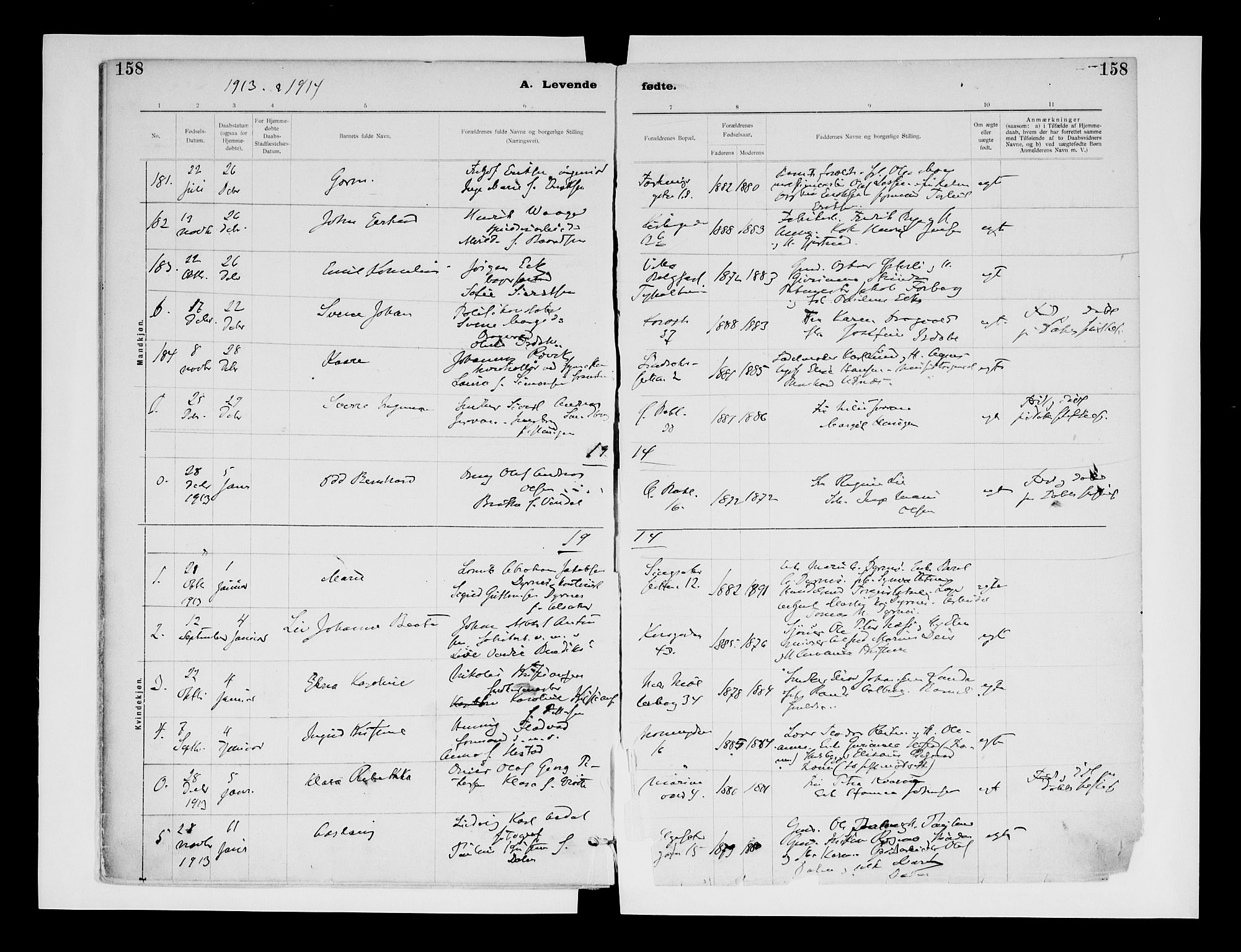 Ministerialprotokoller, klokkerbøker og fødselsregistre - Sør-Trøndelag, SAT/A-1456/604/L0203: Parish register (official) no. 604A23, 1908-1916, p. 158