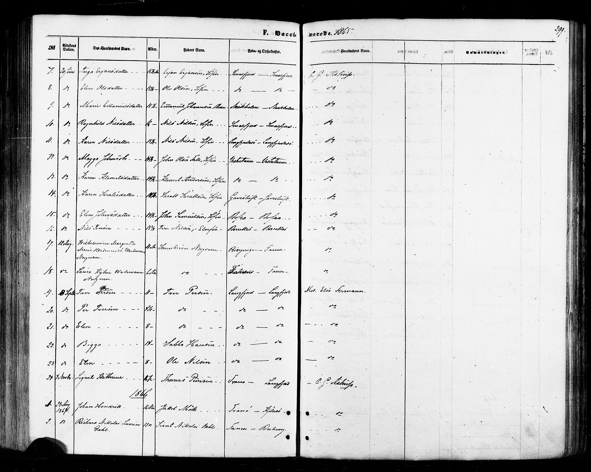 Tana sokneprestkontor, SATØ/S-1334/H/Ha/L0002kirke: Parish register (official) no. 2 /1, 1861-1877, p. 299