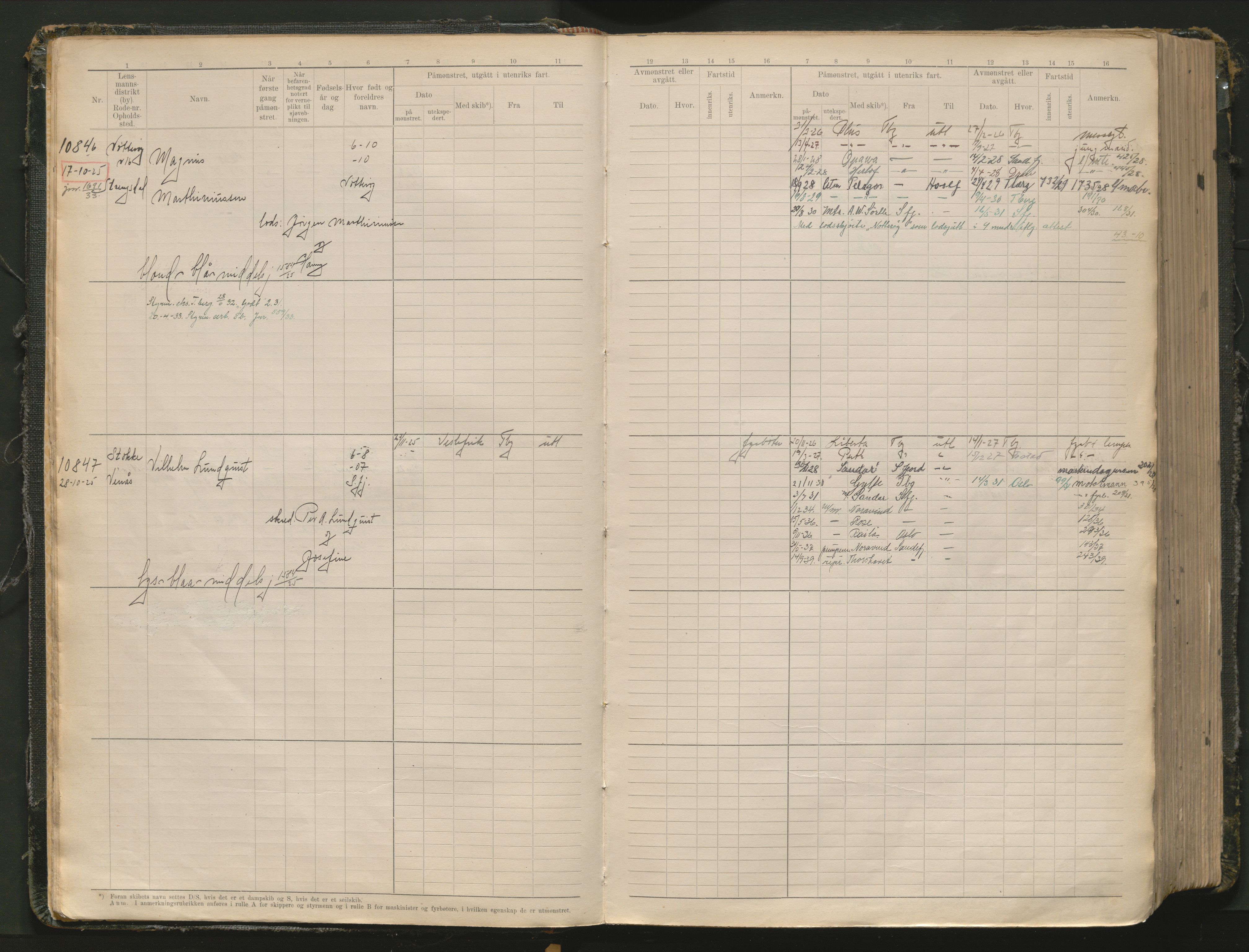 Tønsberg innrulleringskontor, AV/SAKO-A-786/F/Fc/Fcb/L0012: Hovedrulle Patent nr. 10828-12216, 1925-1948