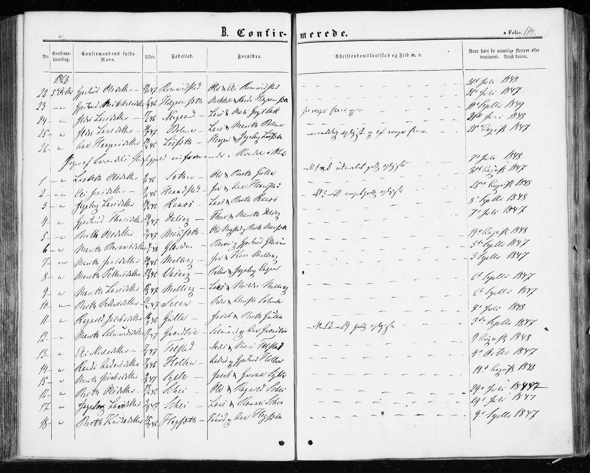 Ministerialprotokoller, klokkerbøker og fødselsregistre - Møre og Romsdal, AV/SAT-A-1454/598/L1067: Parish register (official) no. 598A01, 1858-1871, p. 114