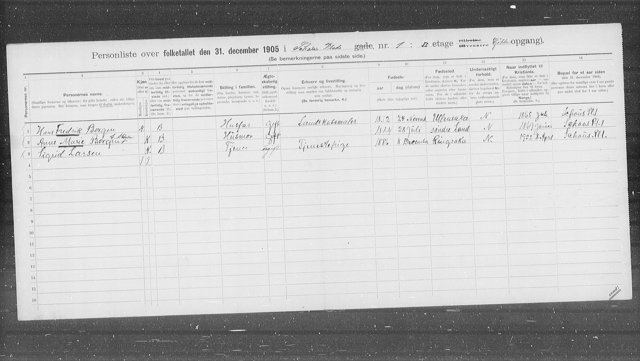 OBA, Municipal Census 1905 for Kristiania, 1905, p. 46929