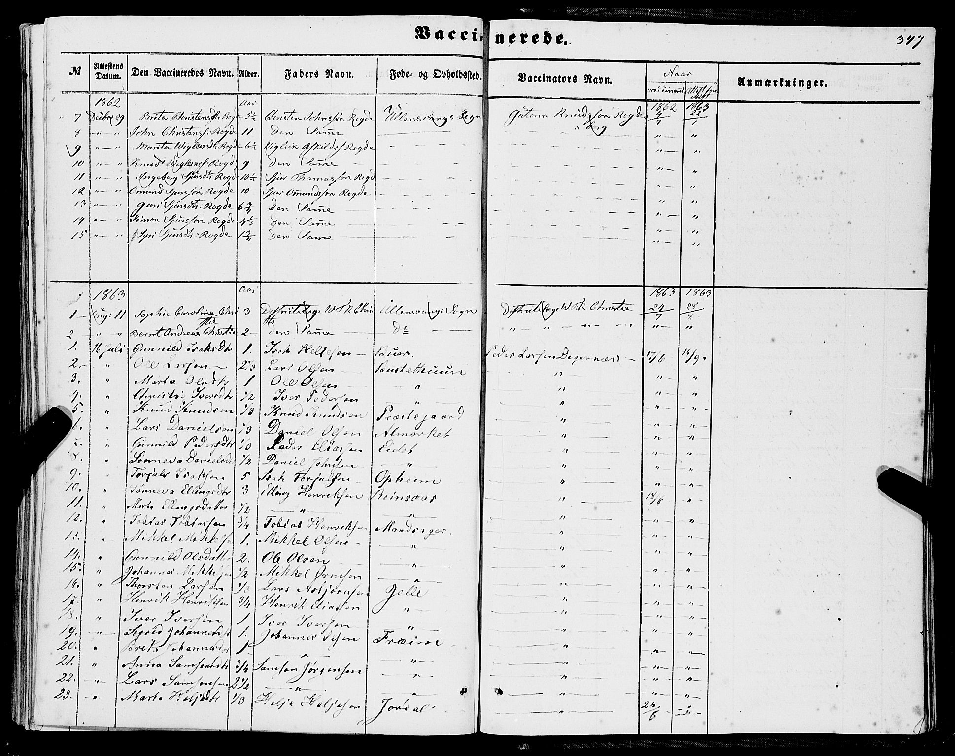 Ullensvang sokneprestembete, SAB/A-78701/H/Haa: Parish register (official) no. A 11, 1854-1866, p. 347